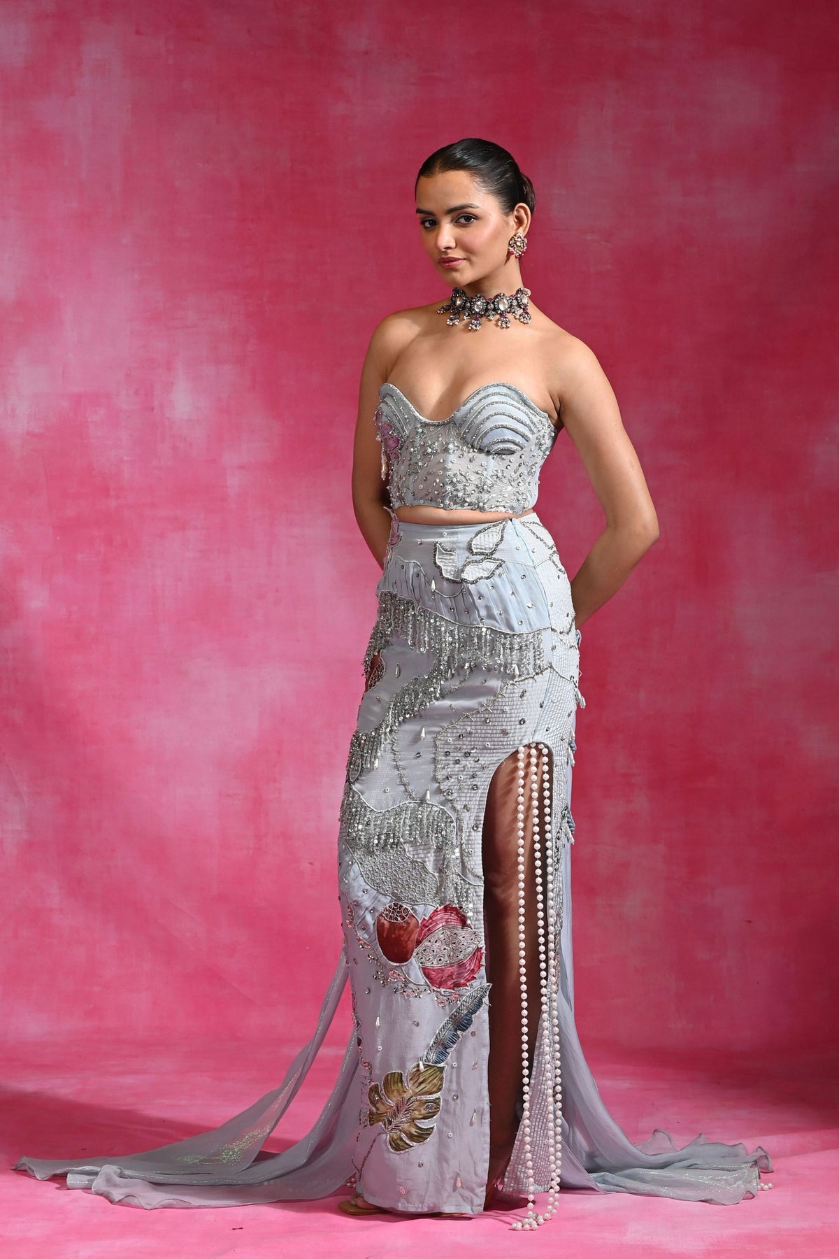 Ice Blue Dilruba Skirt Set