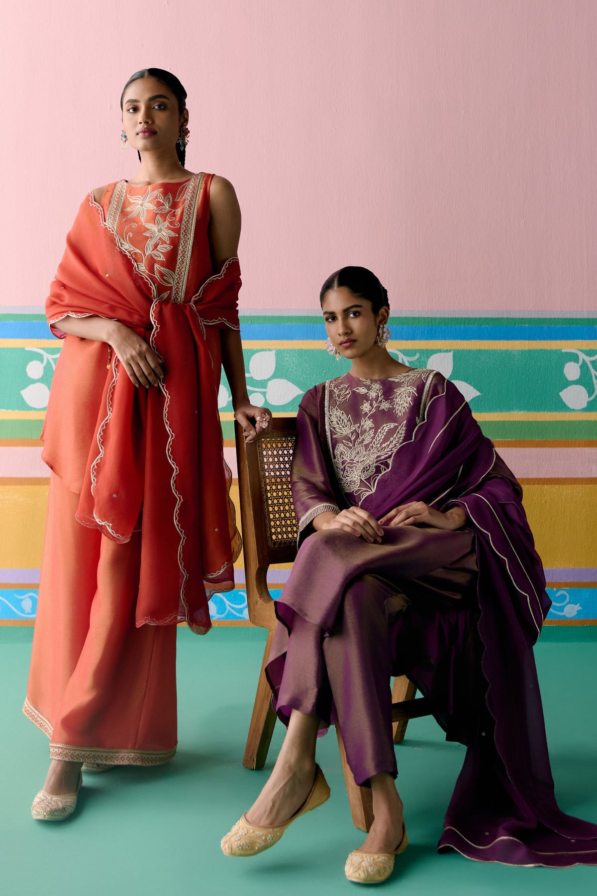 Purple Embroidered Kurta Set