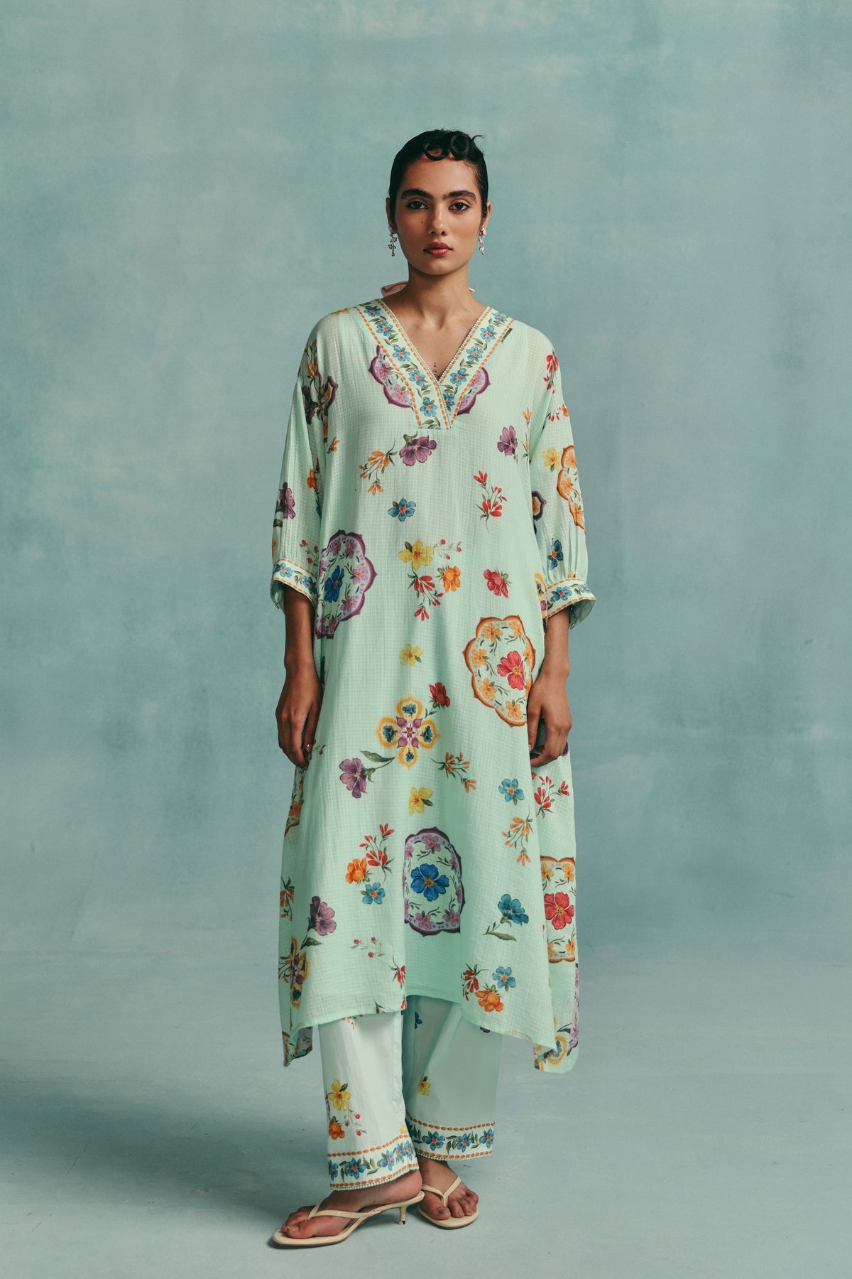 Daisy Blue Kaftan Set