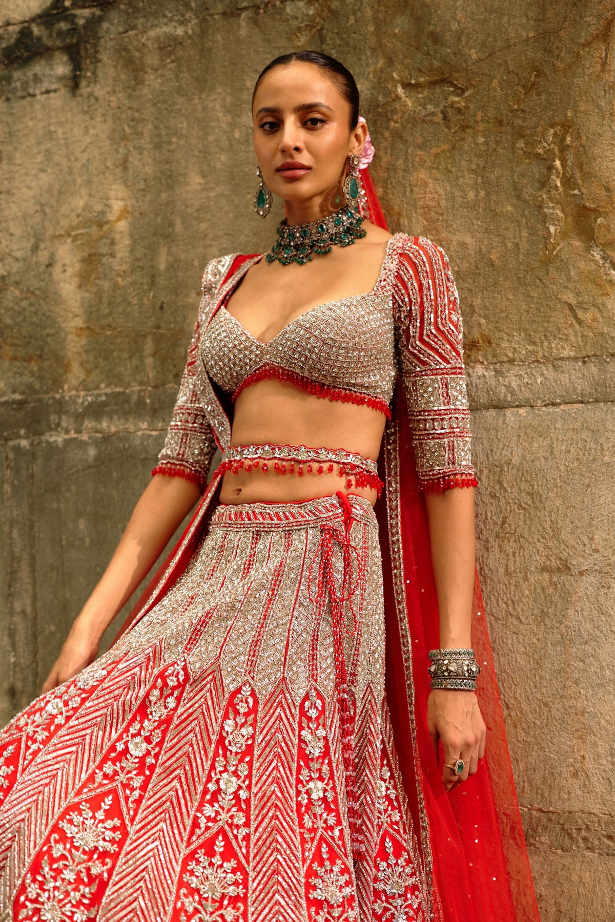 Silver Work Lehenga Set