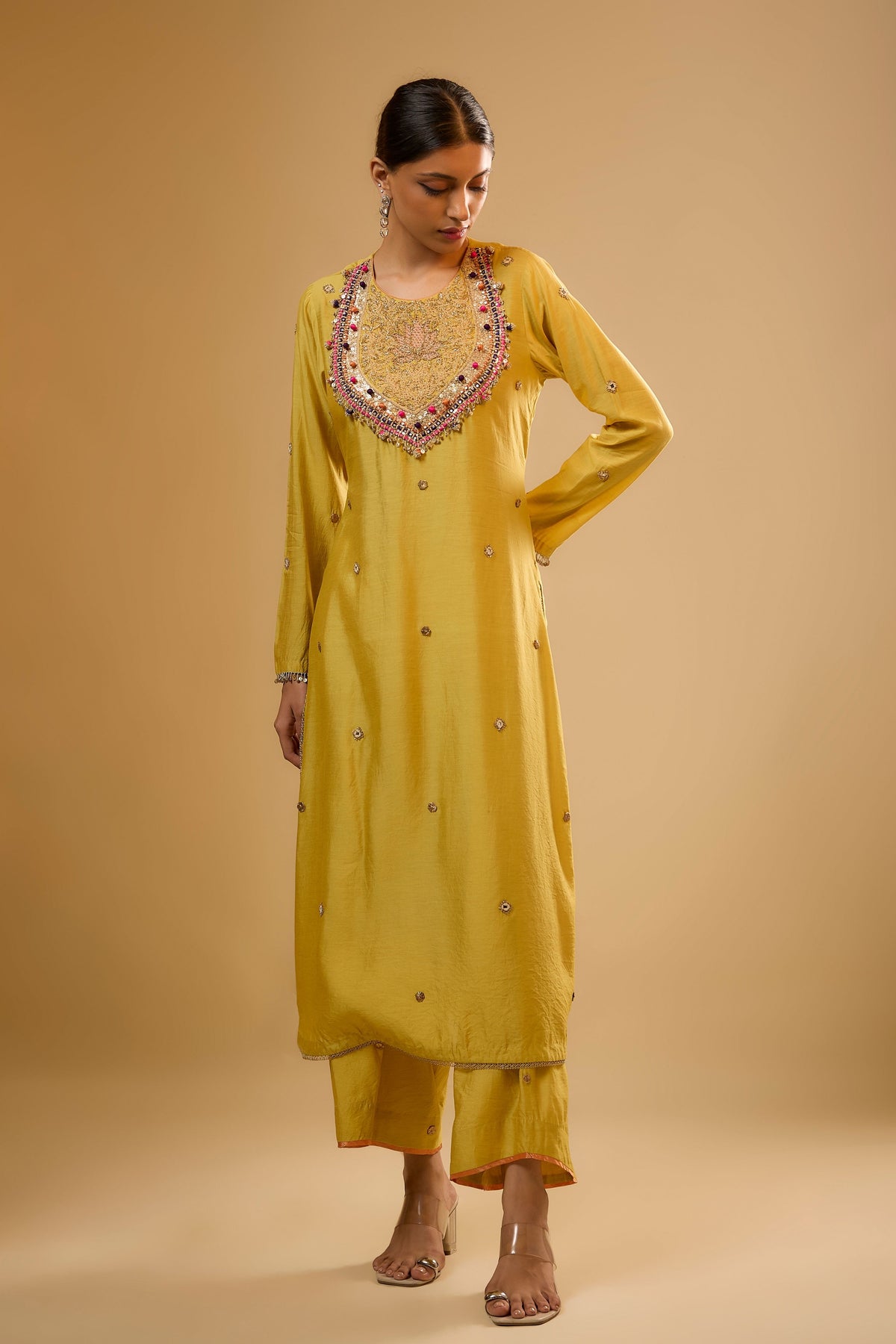 Lotus Yoke Yellow Kurta Set