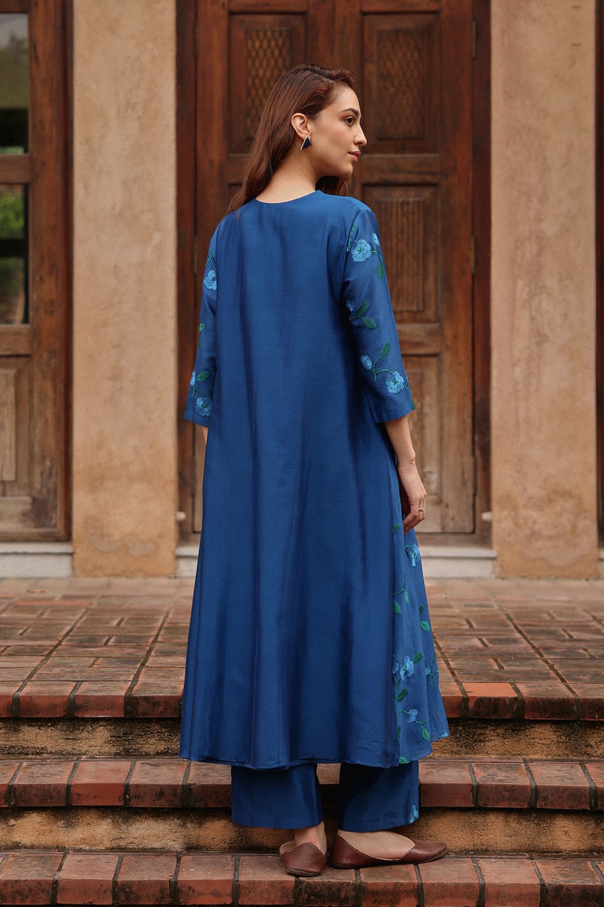 Indigo Bloom Embroidered Kurta Set