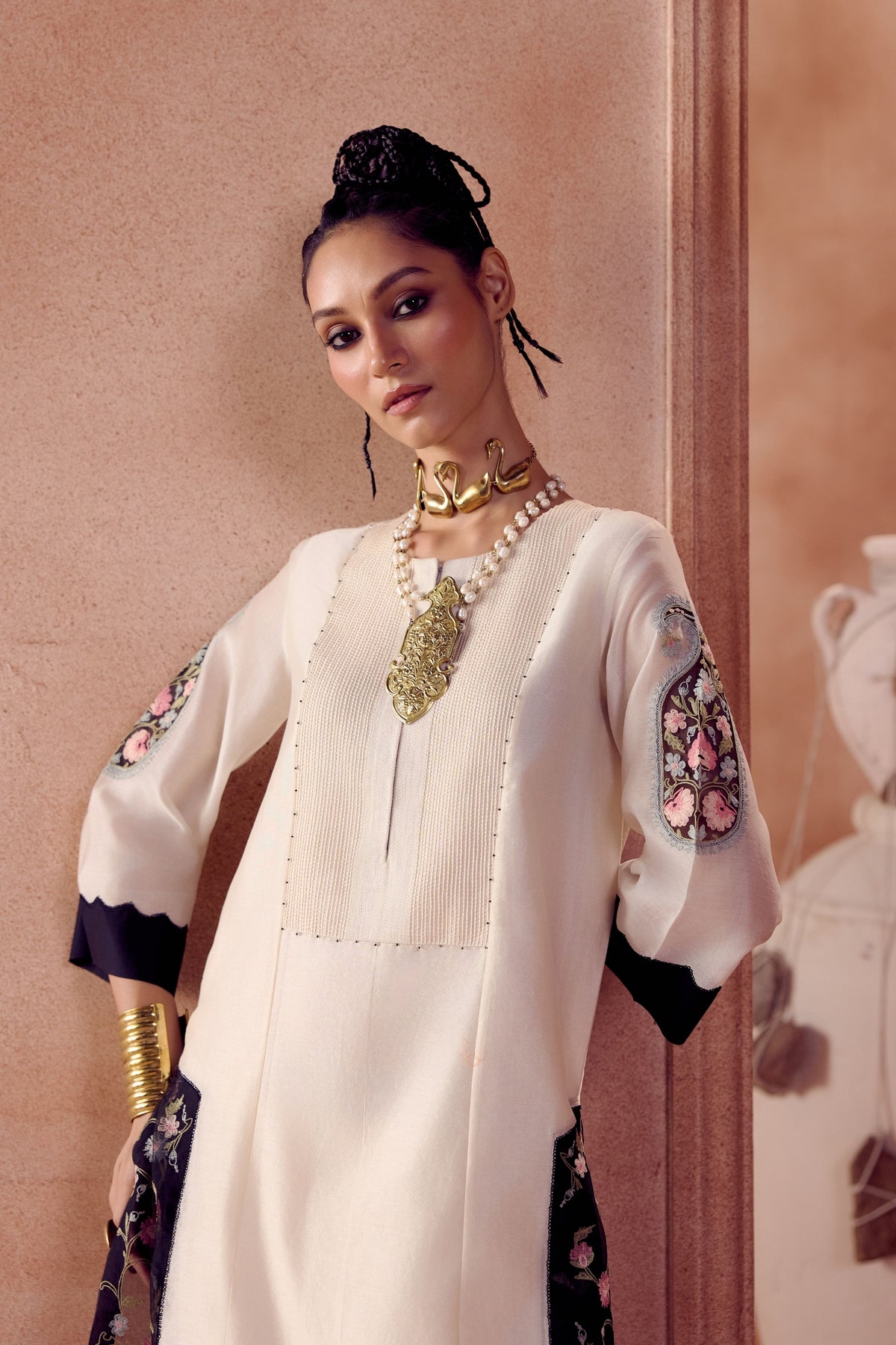 Ivory Black Kurta Set