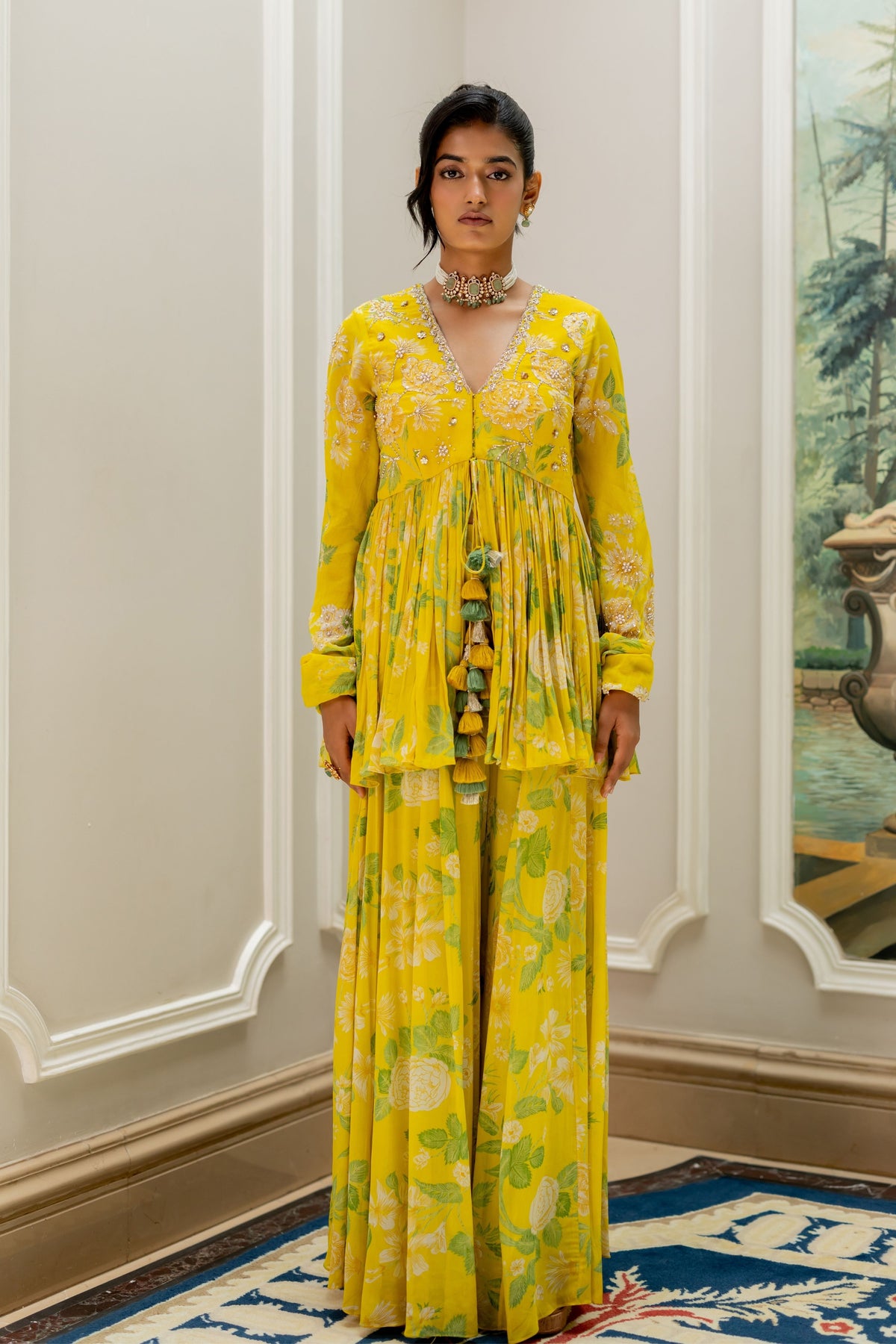 Risha Yellow Peplum Set