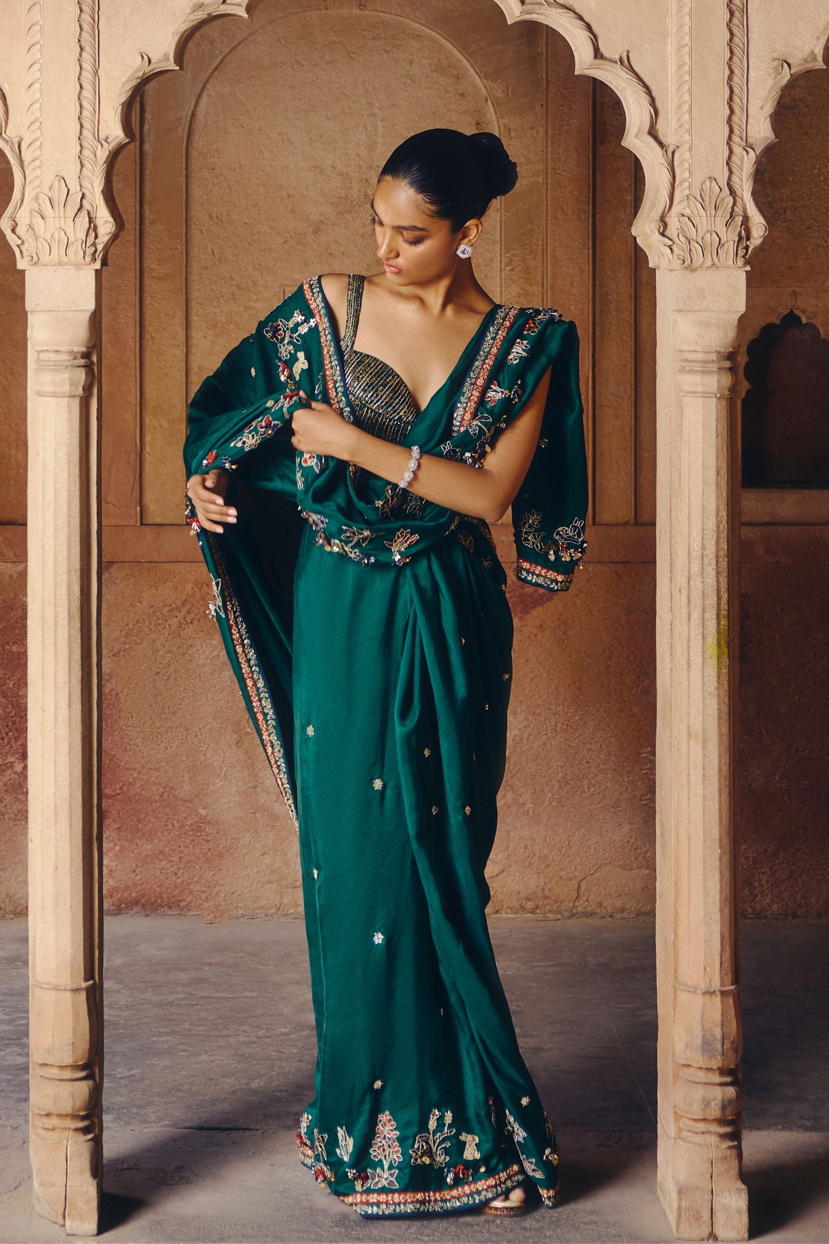 Emerald Canopy Saree