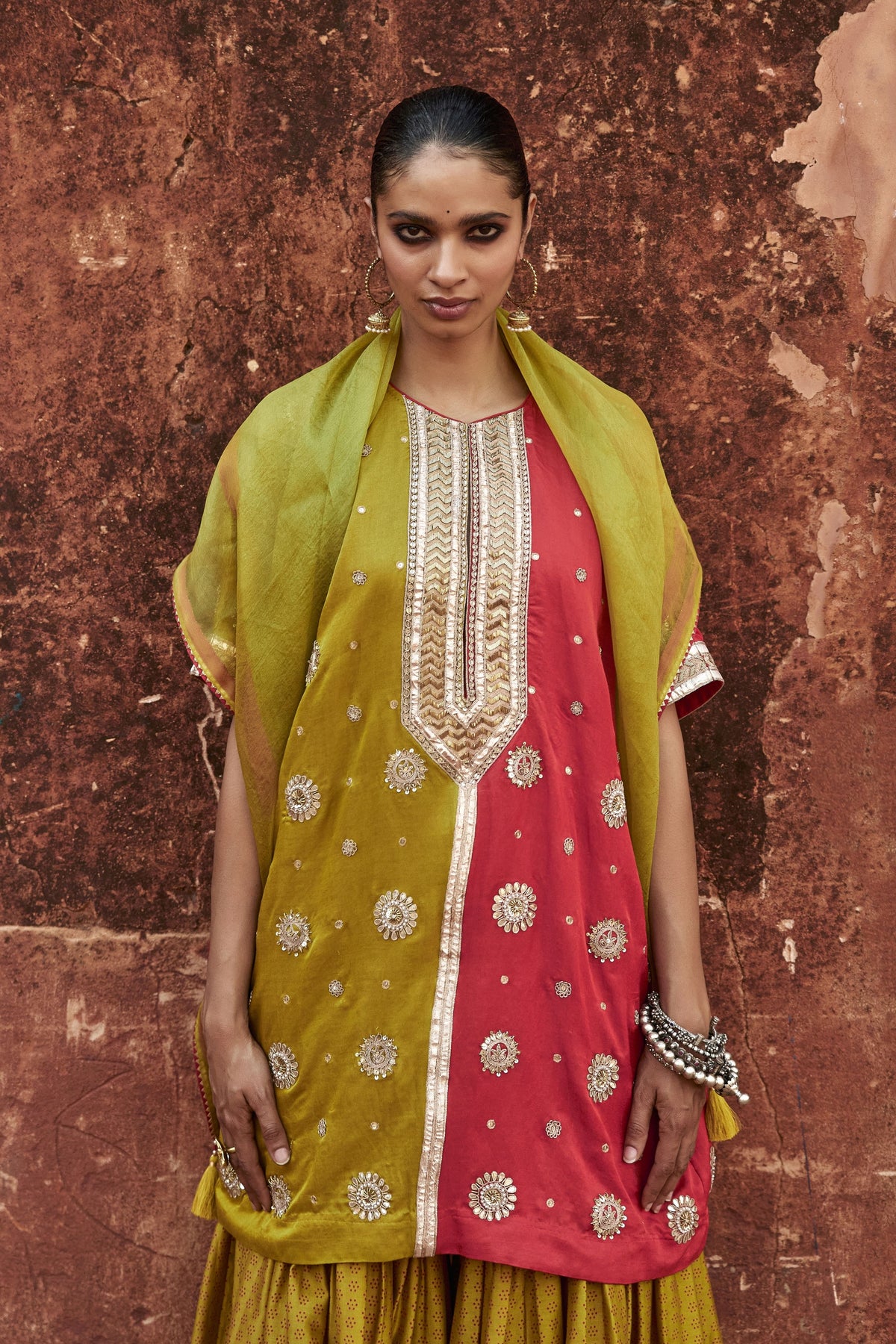 Half-and-half Sharara Set