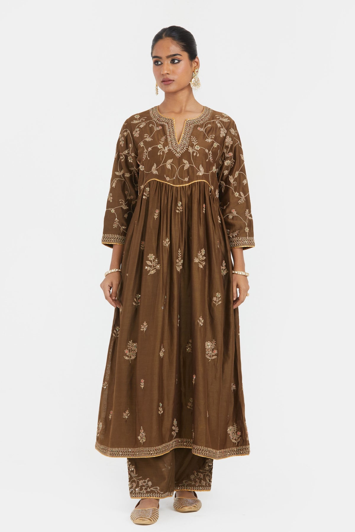 Olive Chanderi Kurta Set