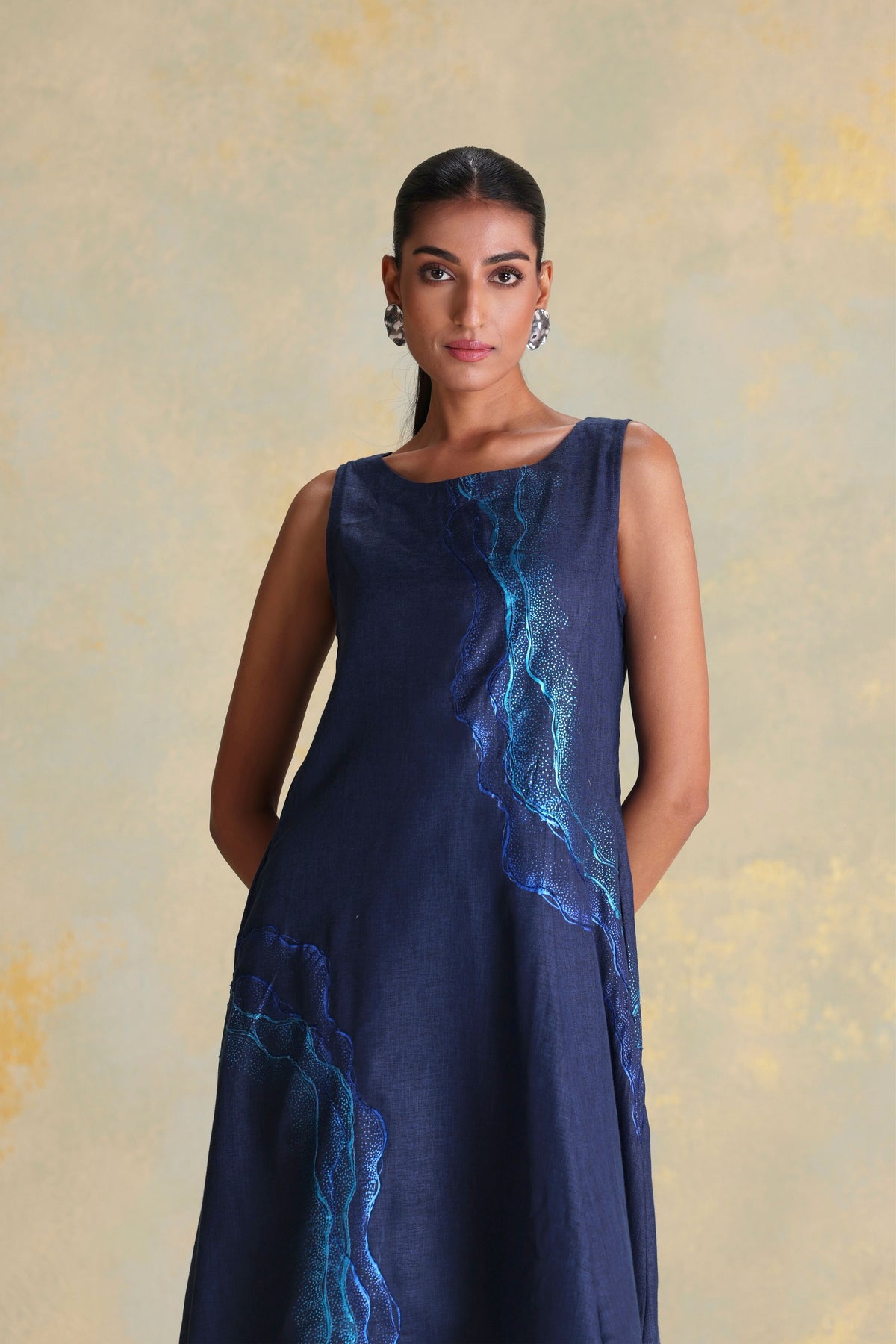 Peacock Veil Navy Celine Dress