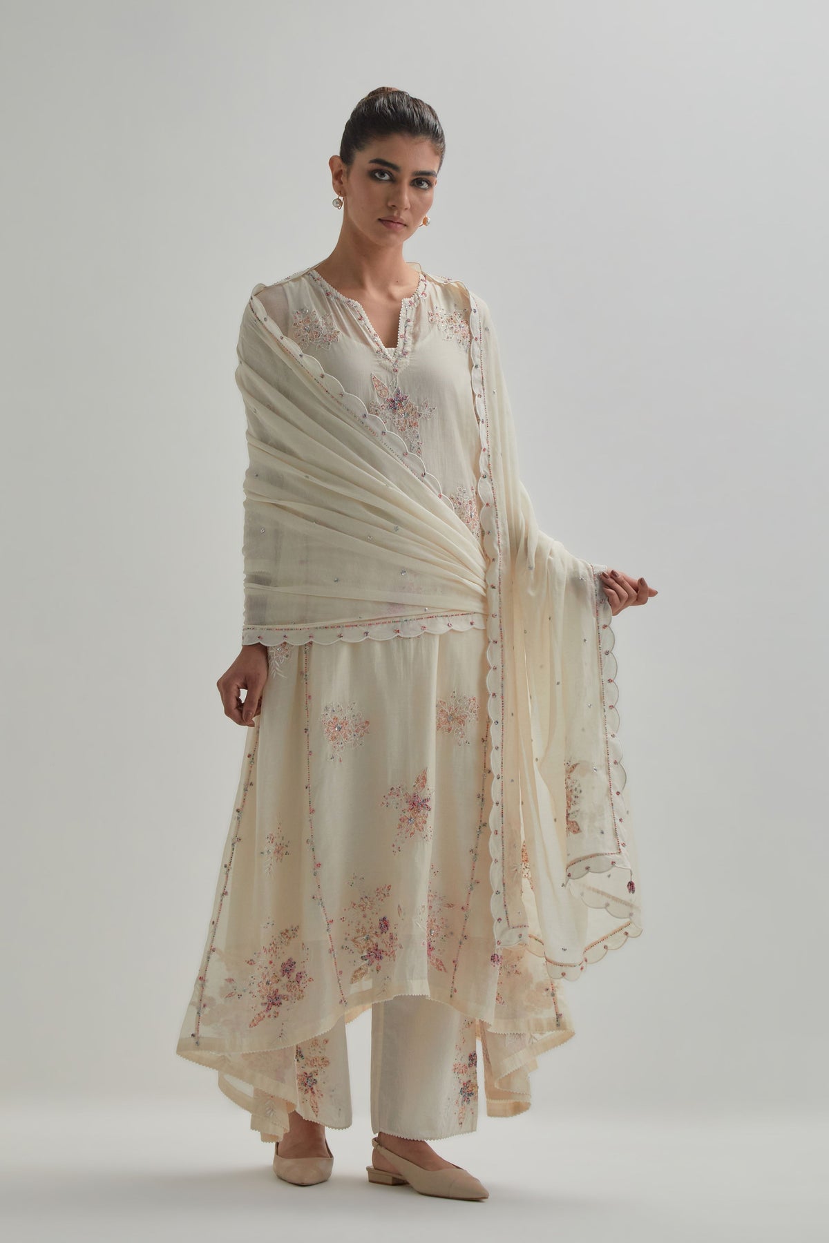 Pink Asymmetric Kurta Set