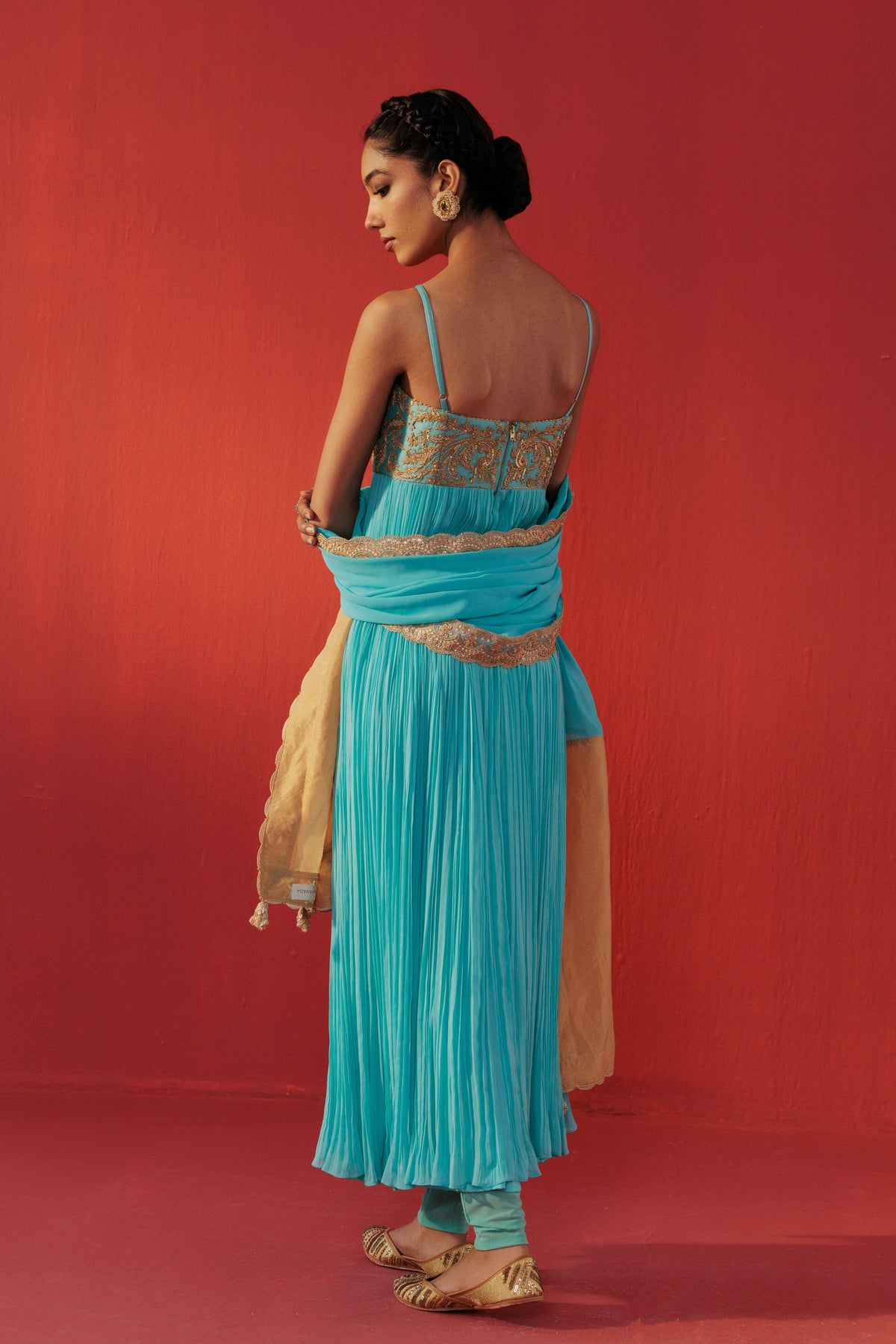 Turquoise Embroidered Dolly Anarkali