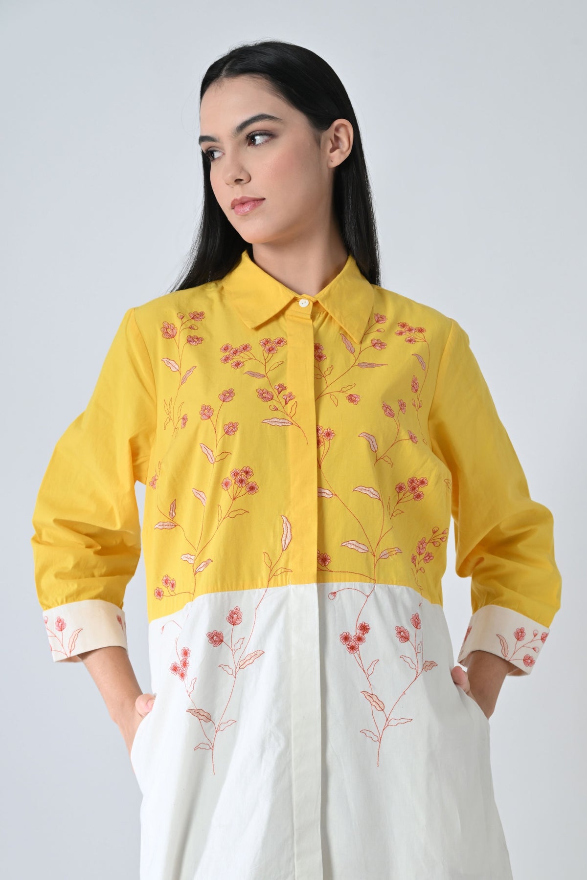 Sunlit Bloom High Low Shirt Dress