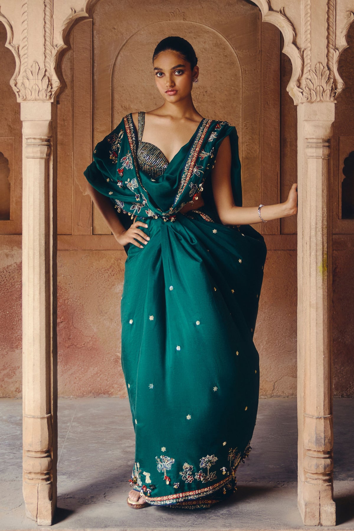 Emerald Canopy Saree