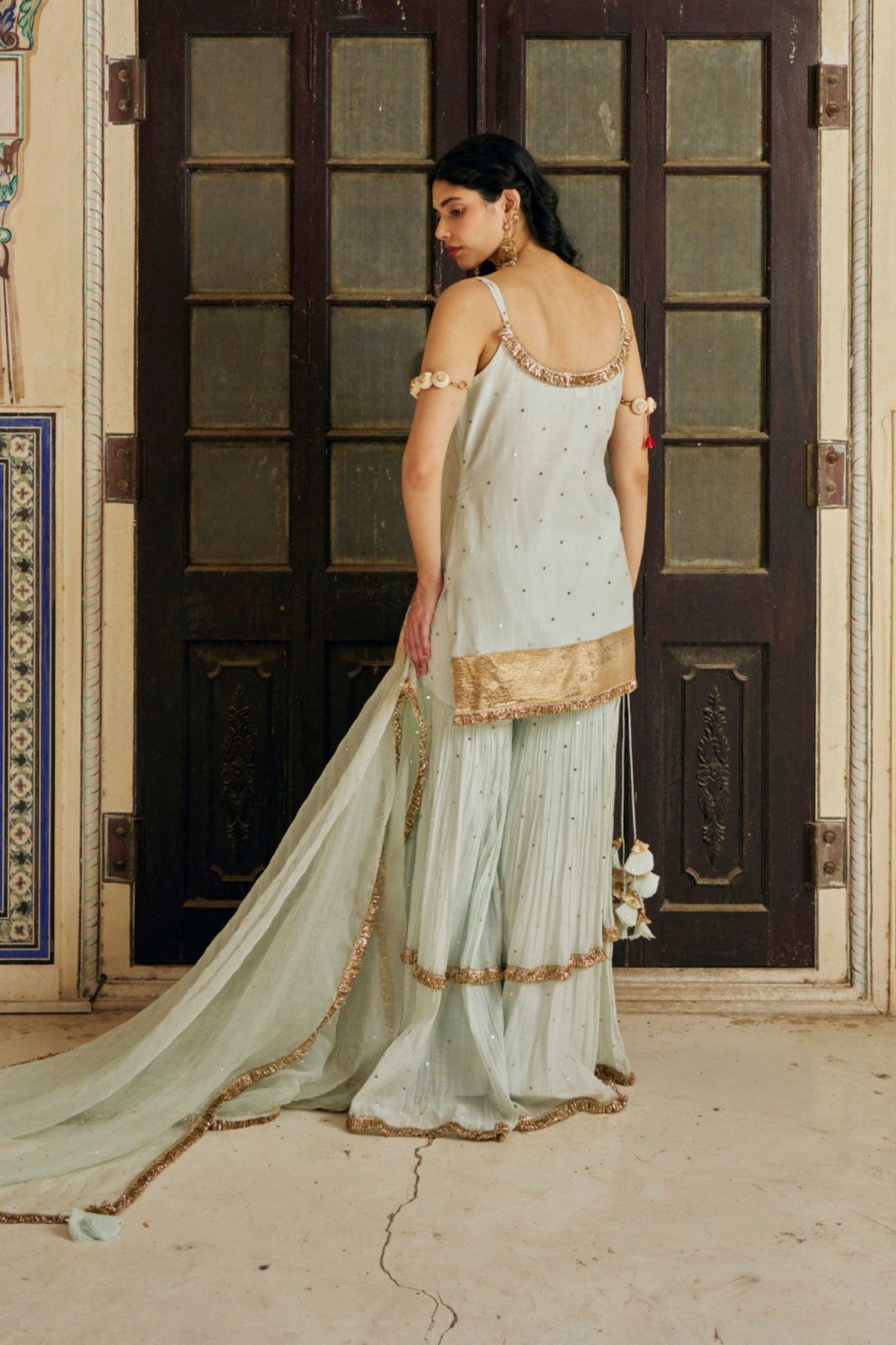Seafoam Spaghetti Sharara Set