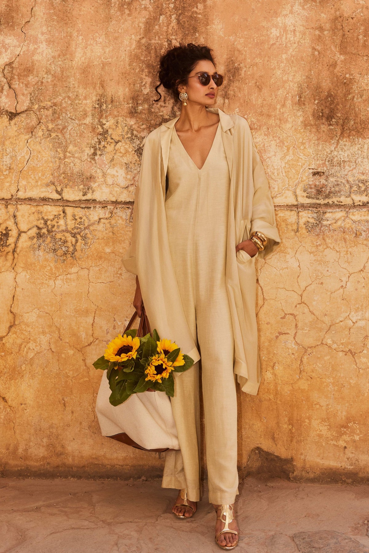 Relaxed Jumpsuit Paired With Jacket