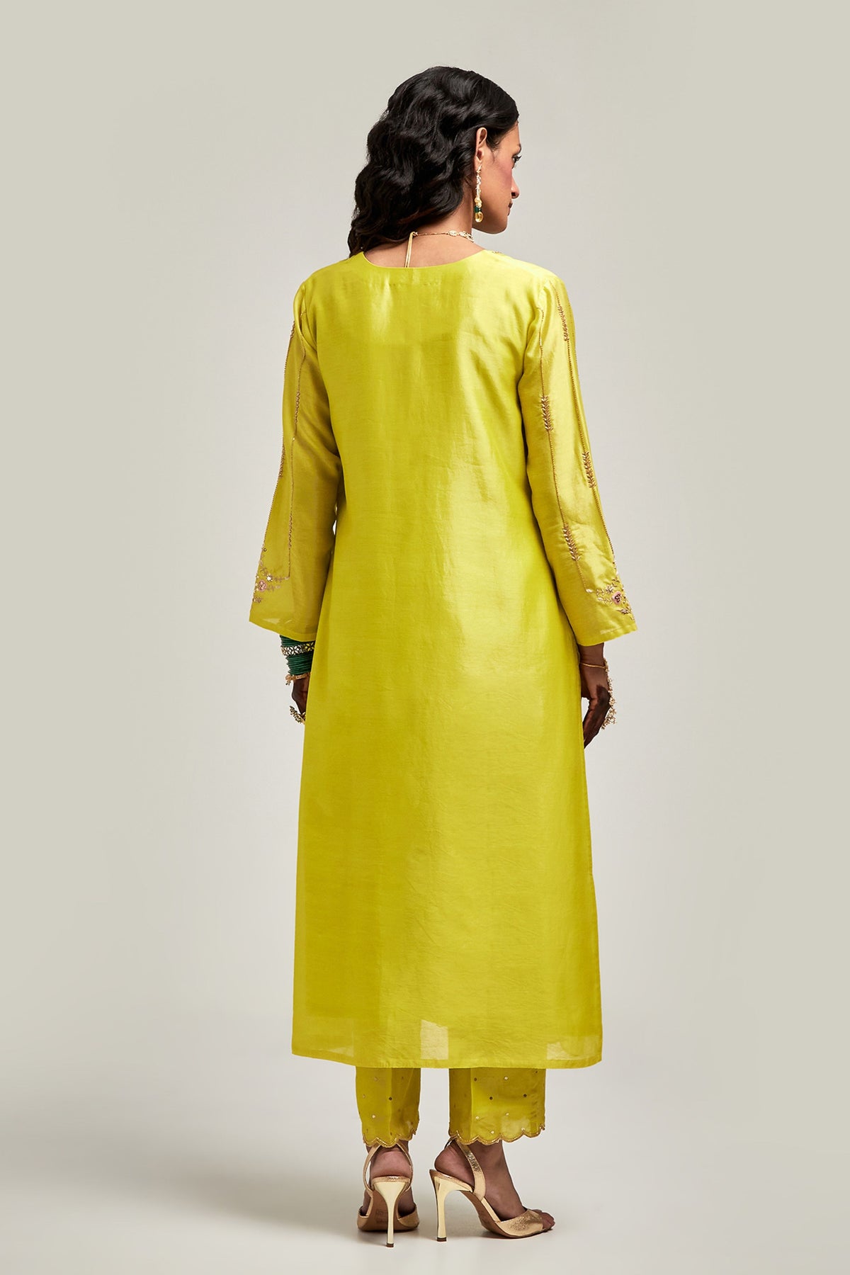 Embroidered Lime Kurta Set
