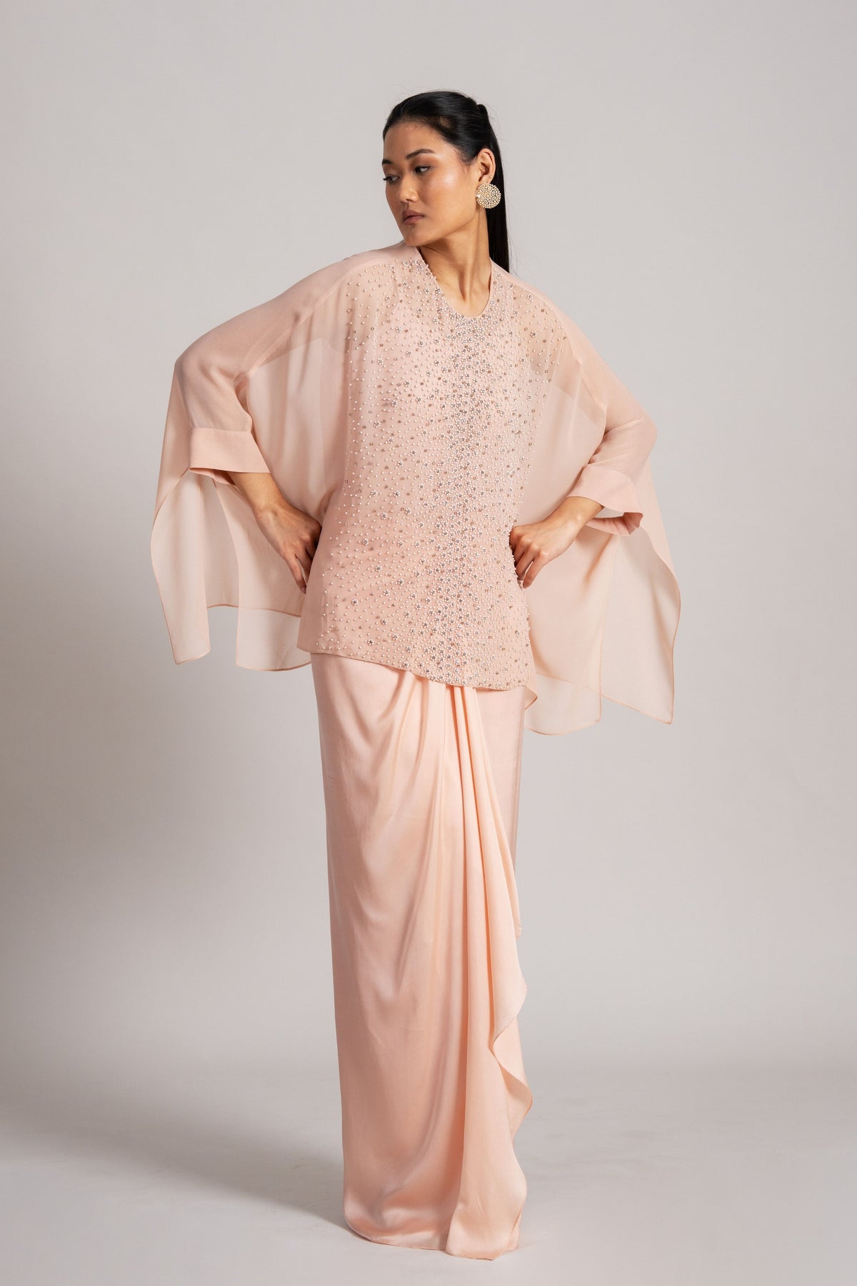 Pearl Meteor Draped Skirt Set