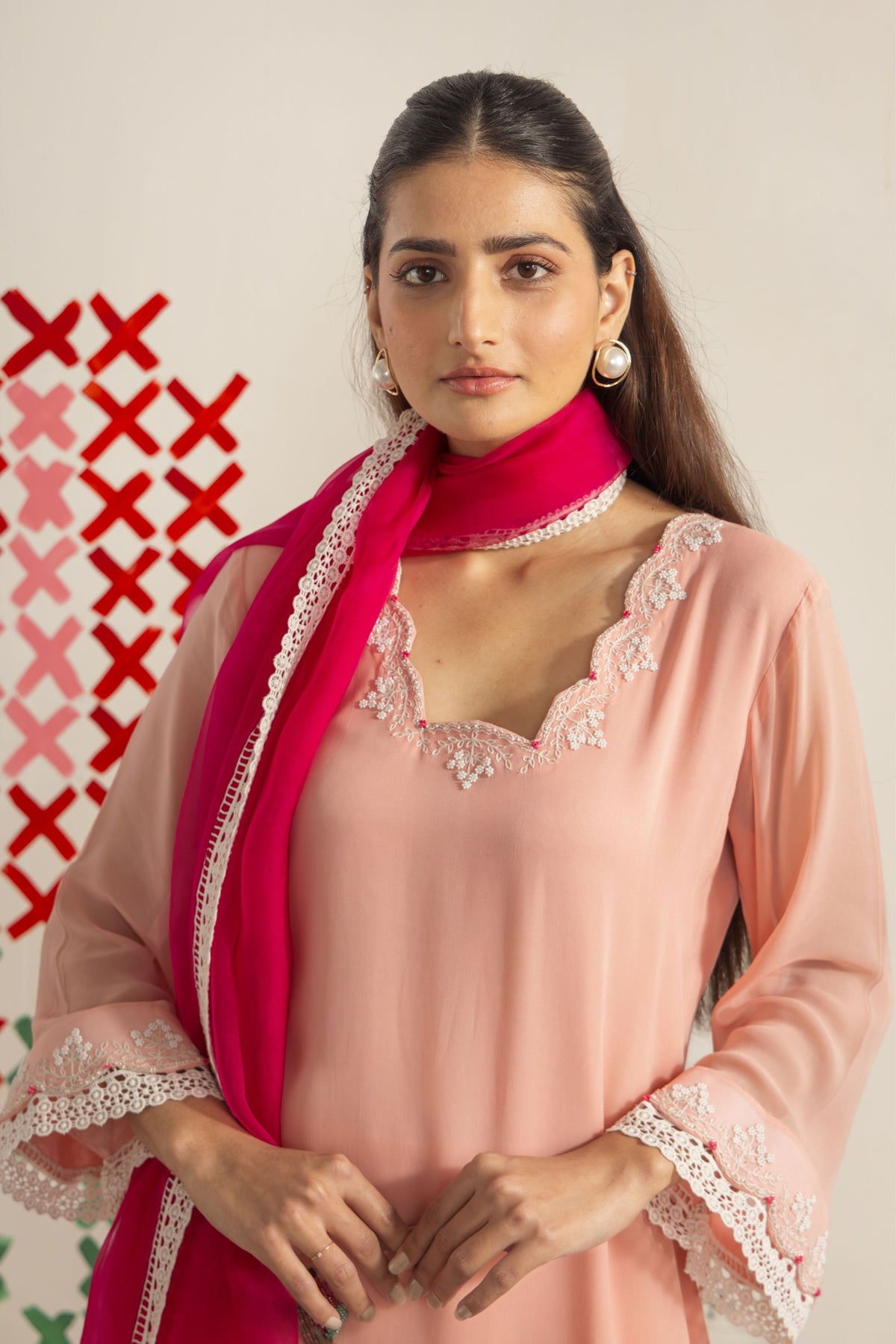 Peach Rose Kurta Set