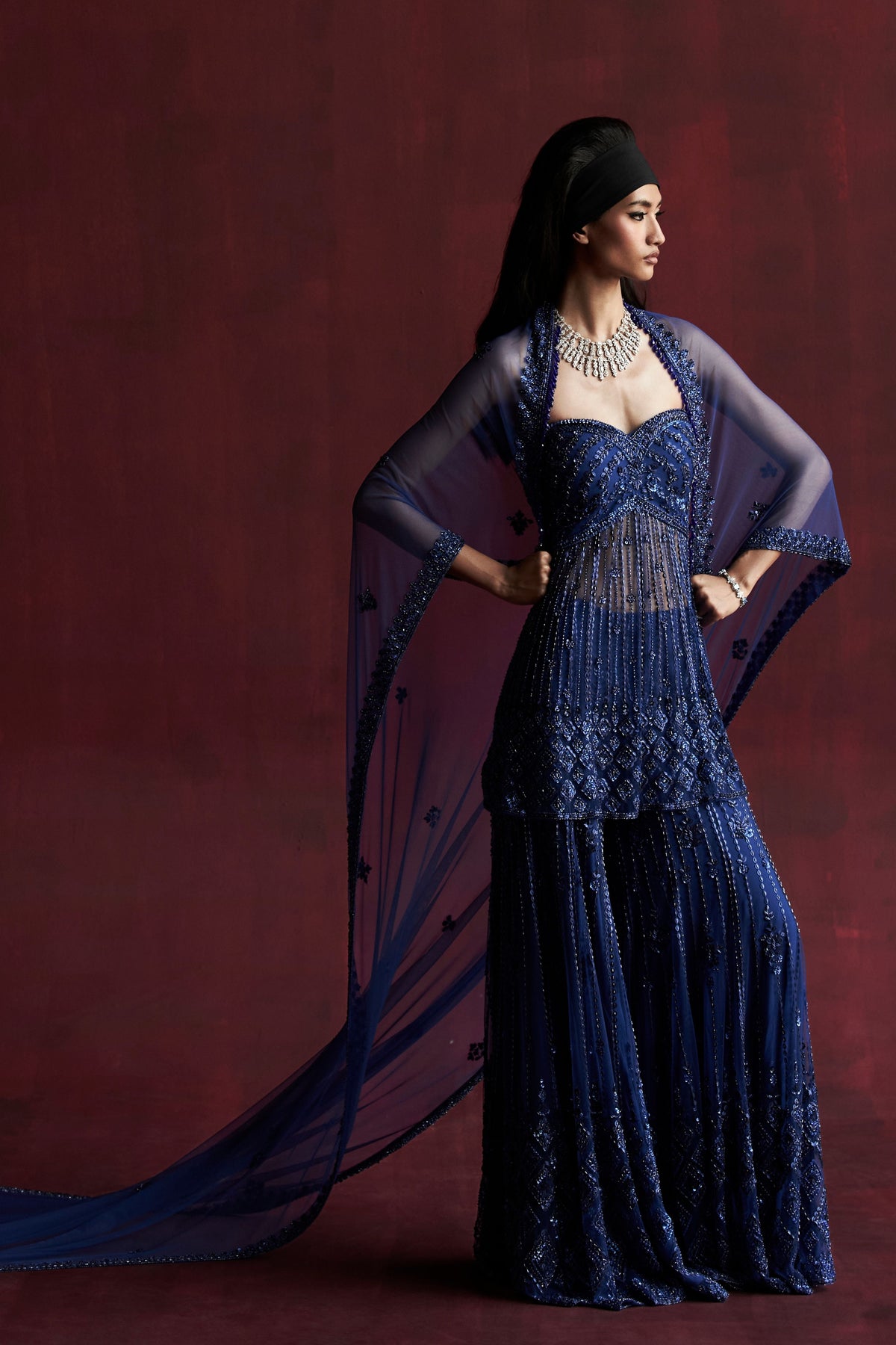 Electric Blue Rani Sharara Set