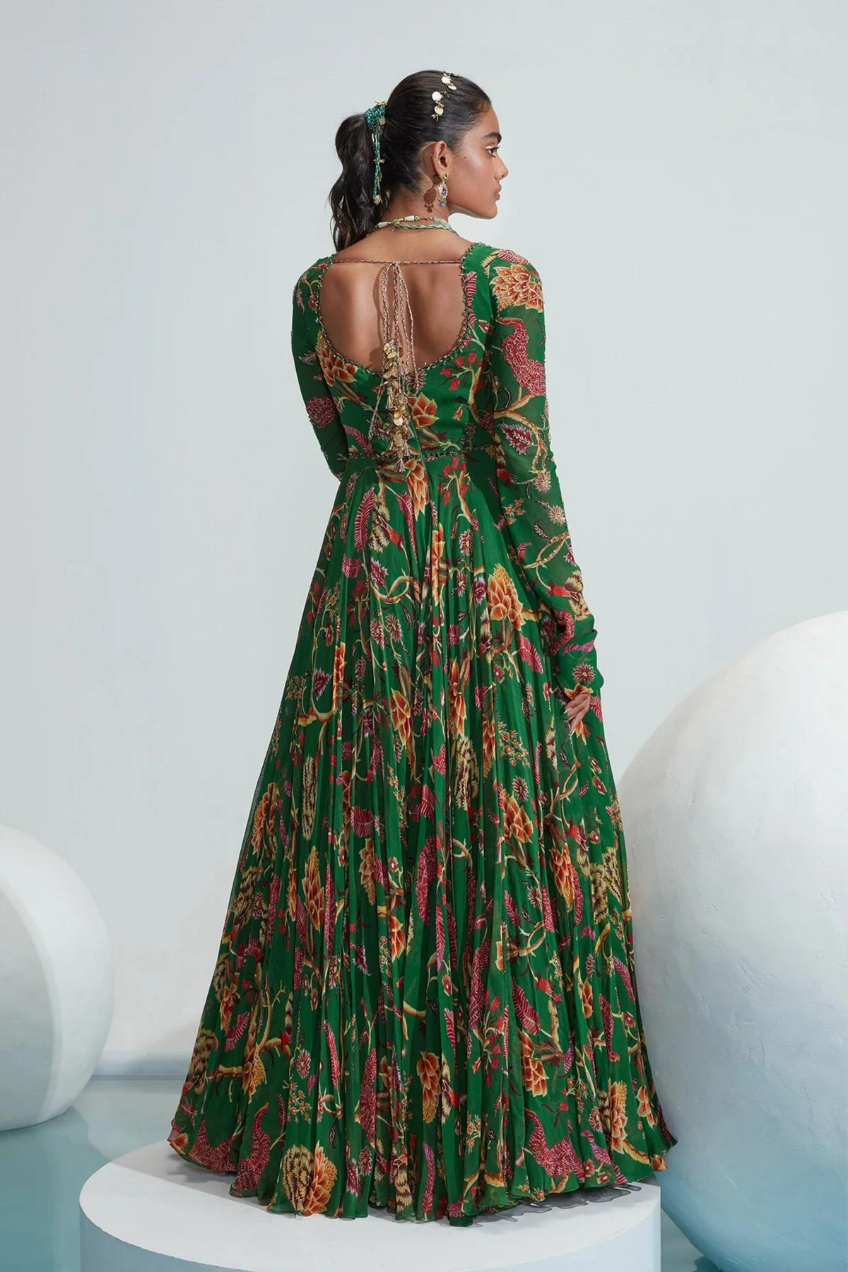 Marwa Green Embroidered Anarkali Set