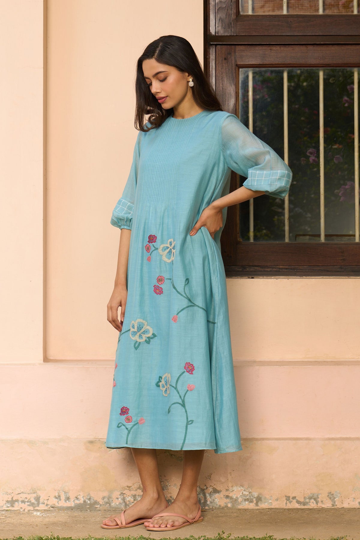 Powder Blue Applique Dress