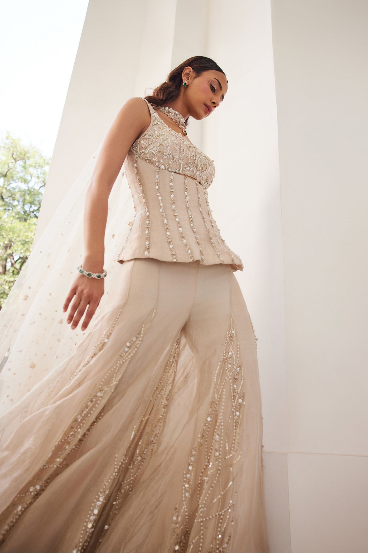 Tissue Sharara and Corset Set