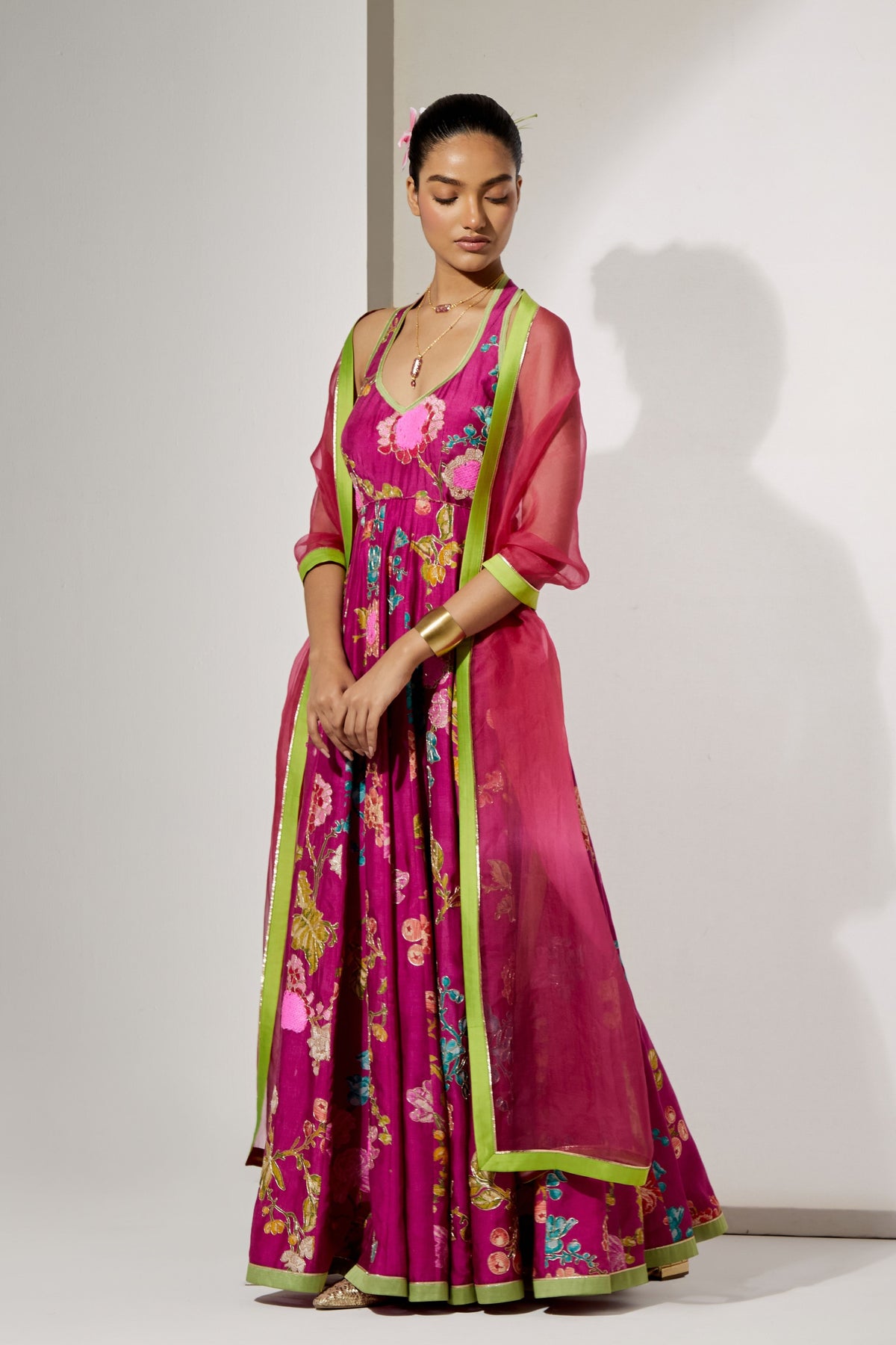 Fuchsia Bloom Anarkali Set