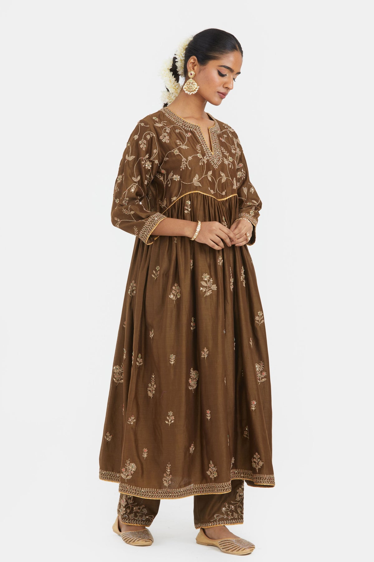 Olive Chanderi Kurta Set