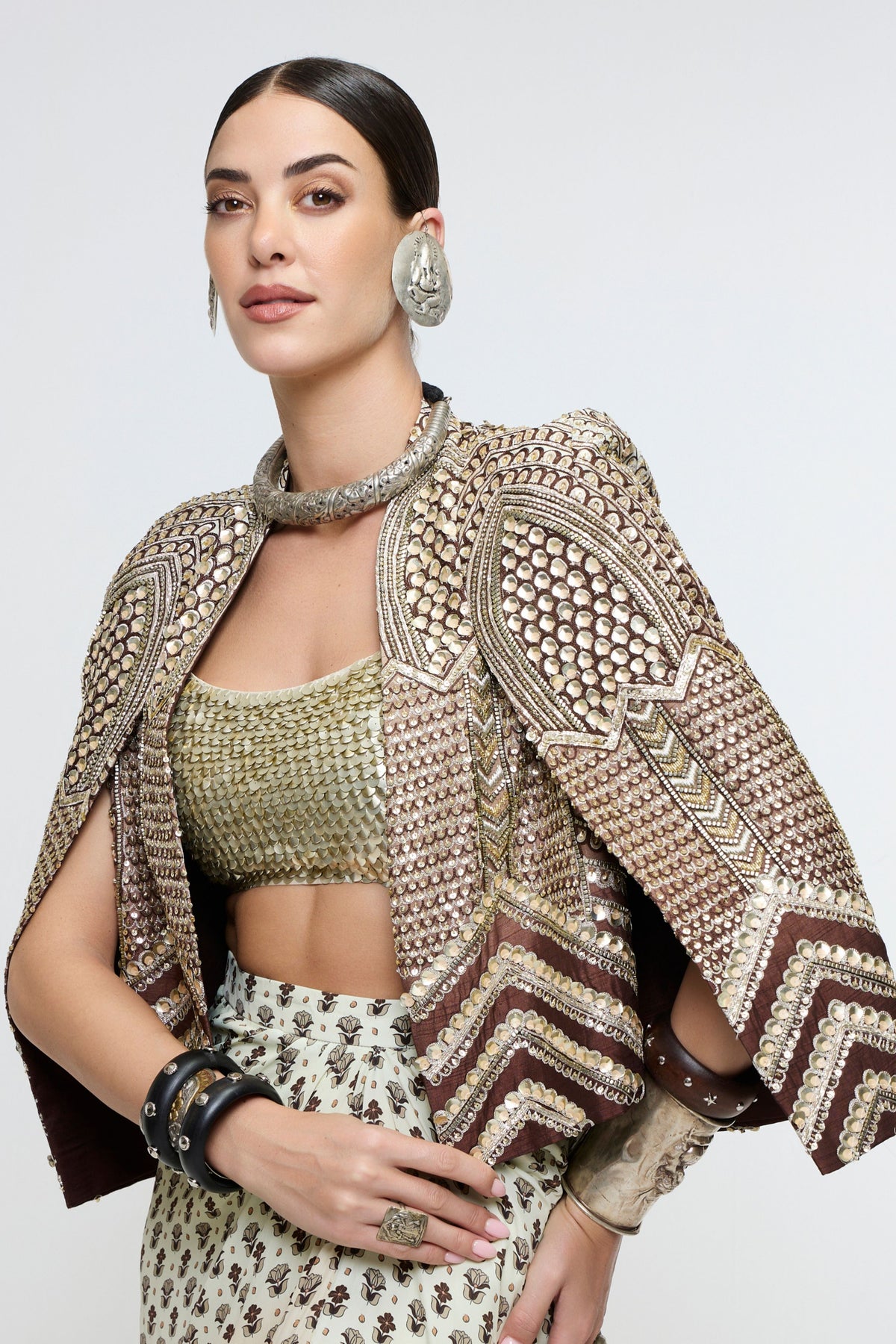 Nazneen Cape Jacket Set