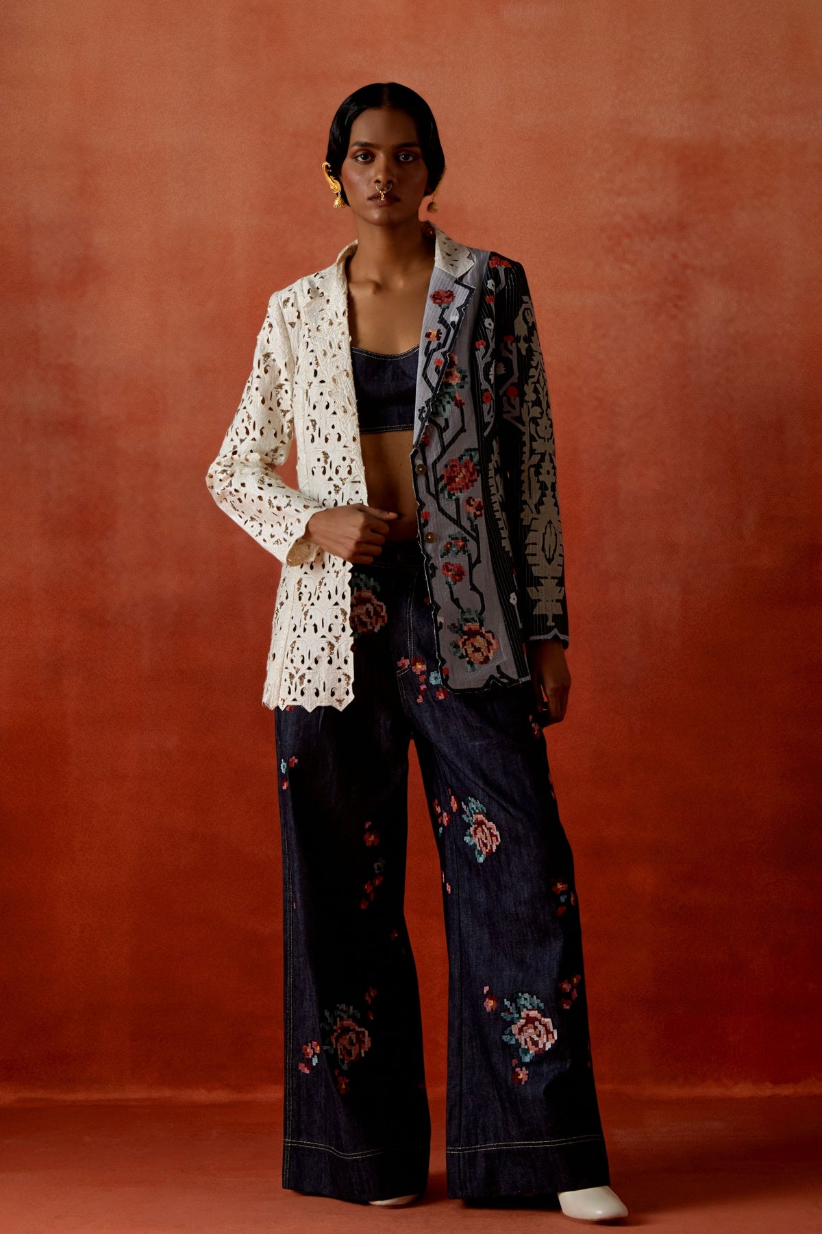 Tri-color Jacket Set