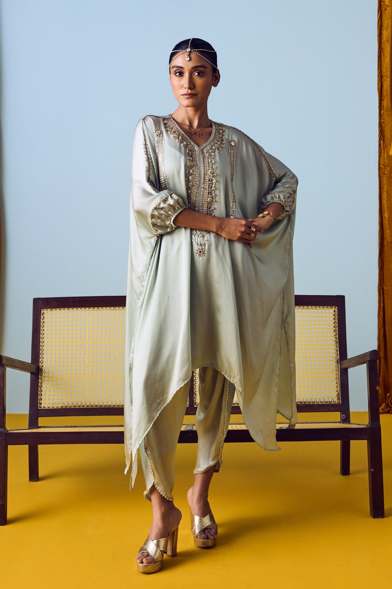 Raso Sage Green Tunic Set - Prahnaaya - Elahe