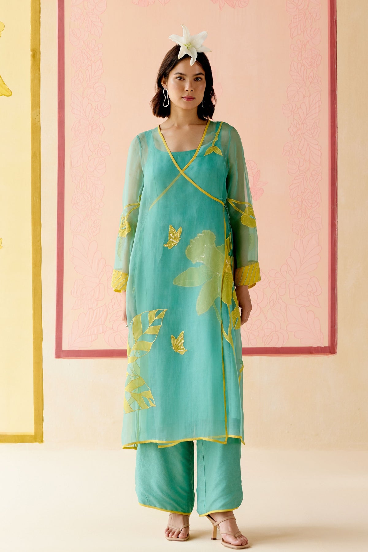 Mustard Floral Kurta Set