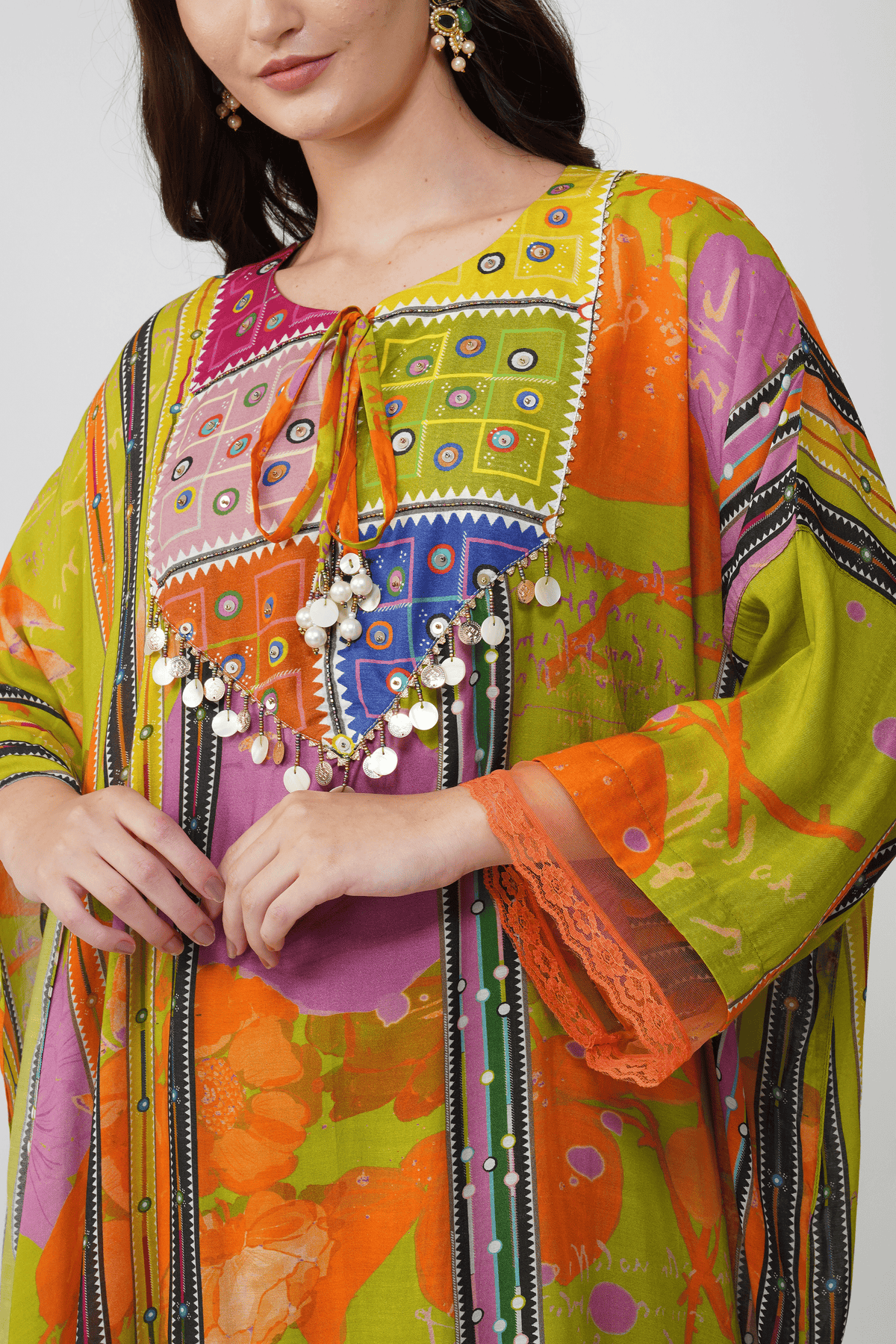 Banjara Bloom Asymmetric Kaftan Set