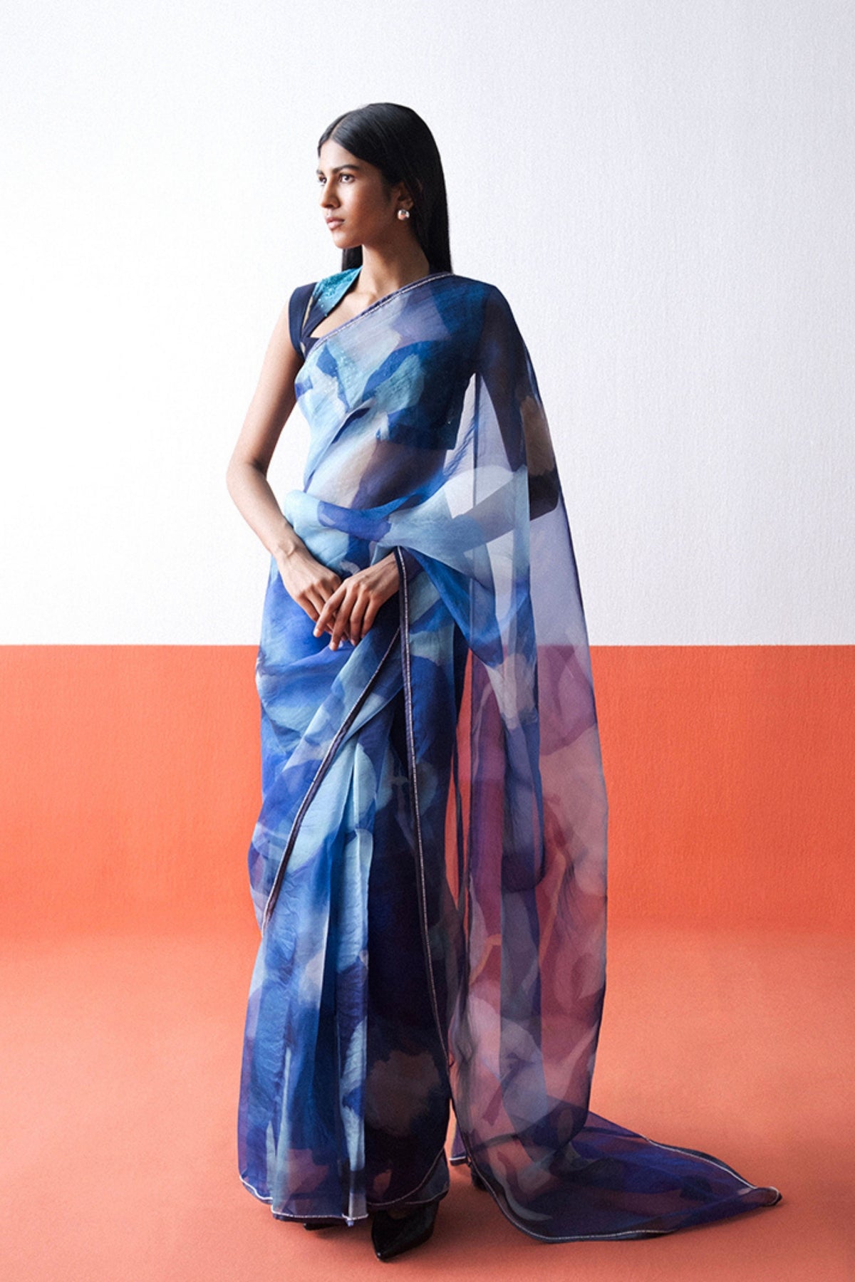 Blue Lagoon Organza Saree