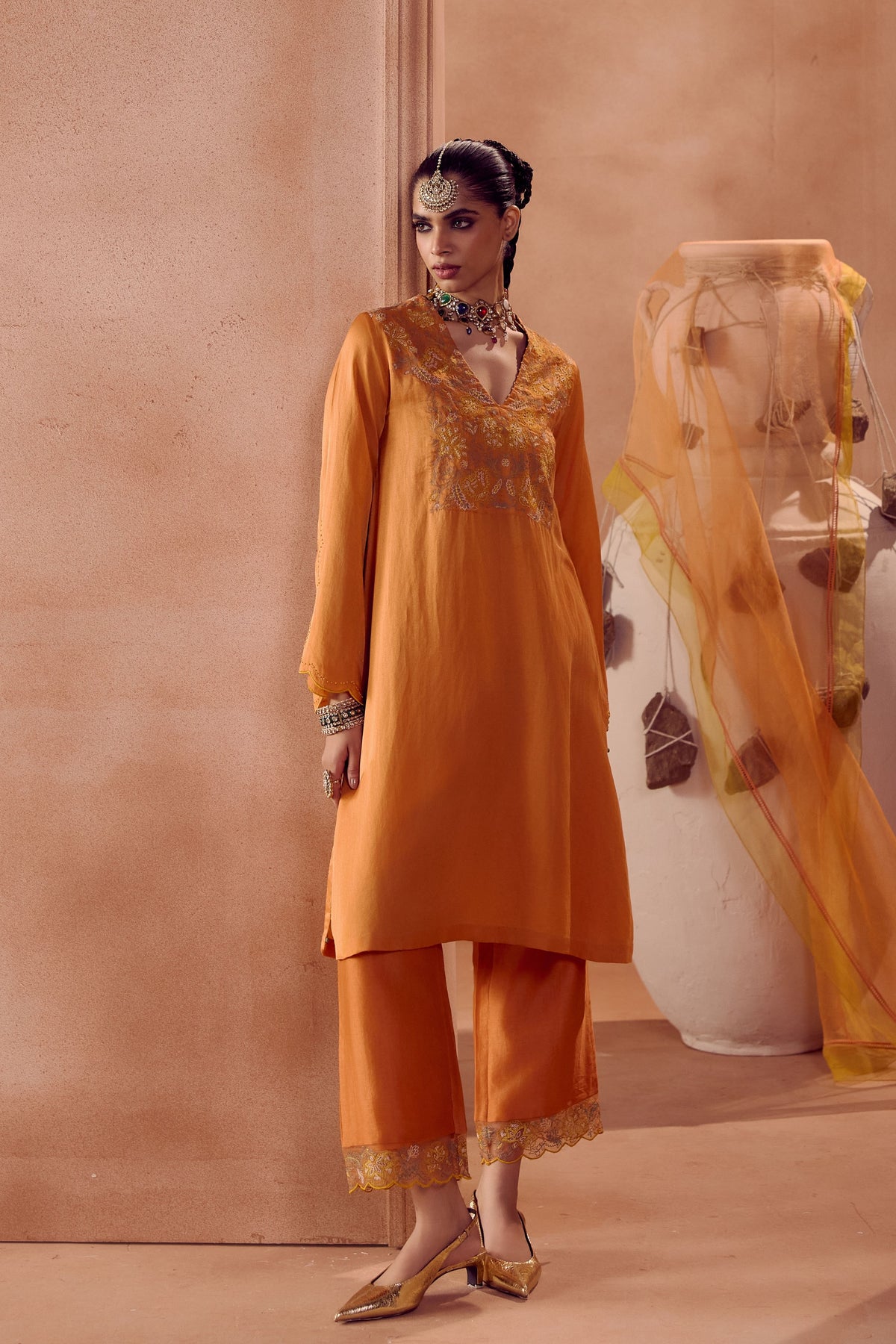 Rust Orange Kurta Set