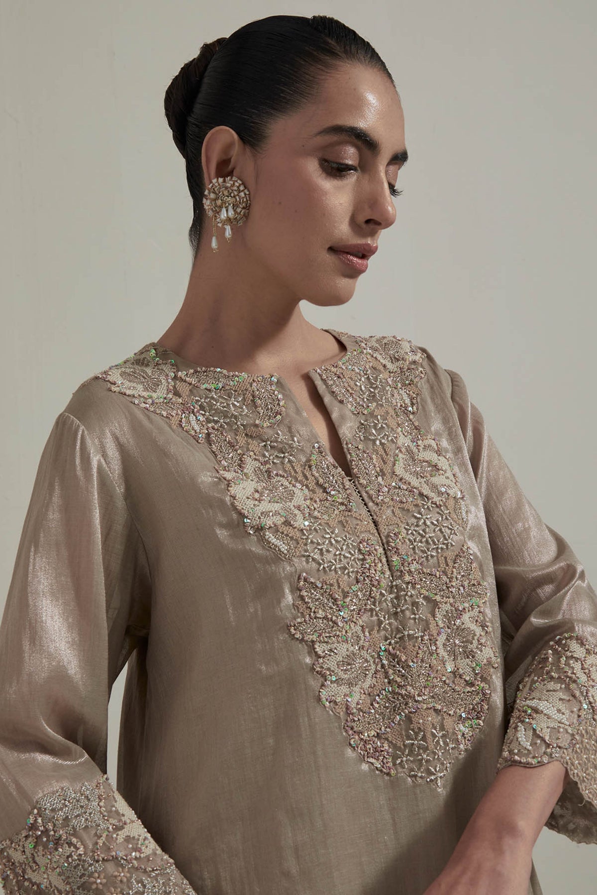 Beige Kurta Skirt Set
