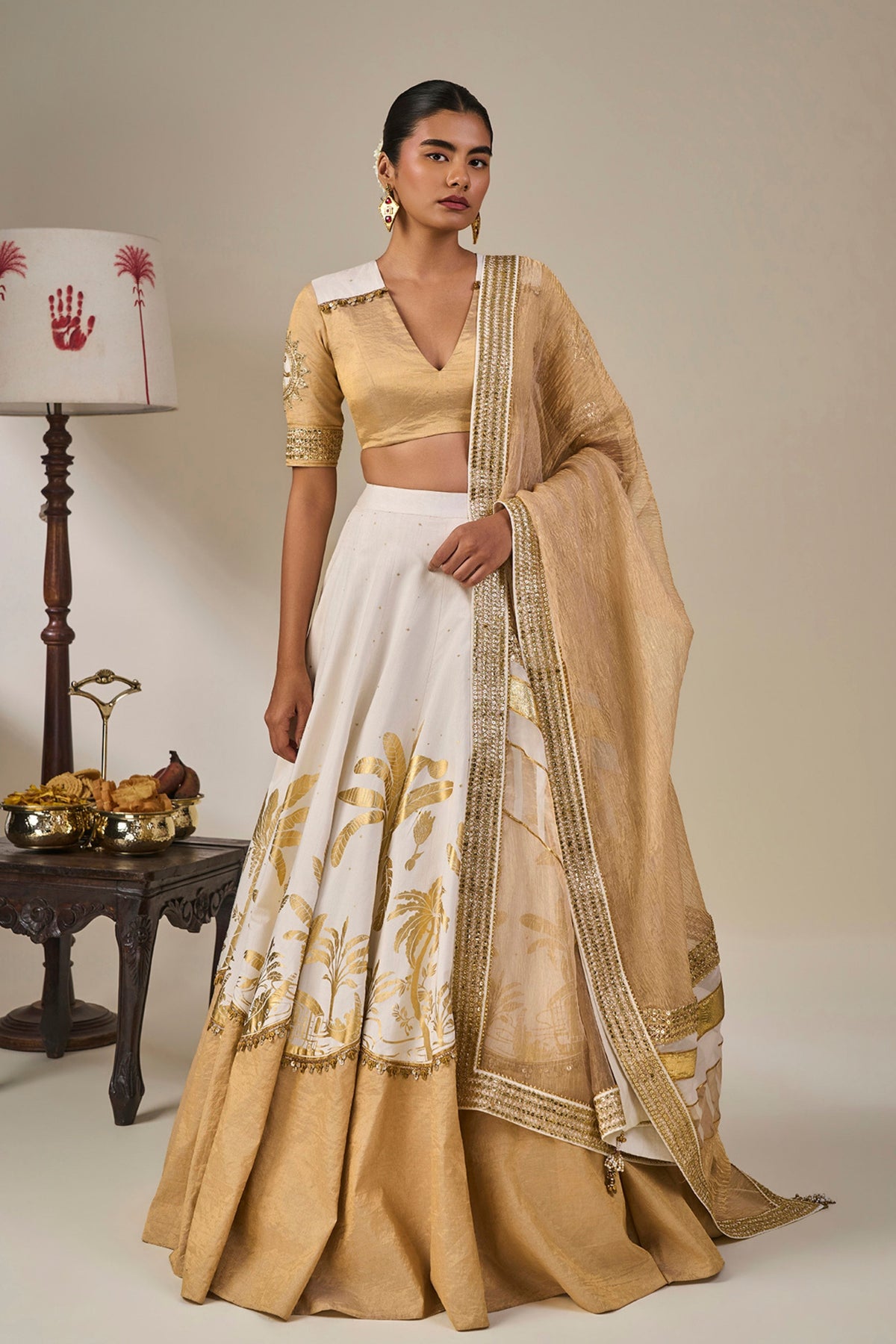 Ivory Backwater Postcard Lehenga Set