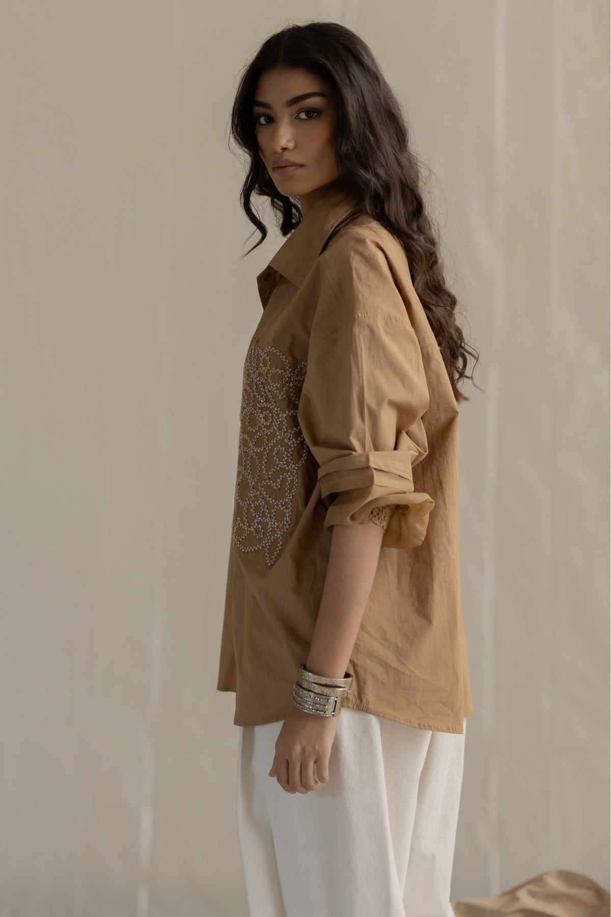Beige Pocket Patch Shirt