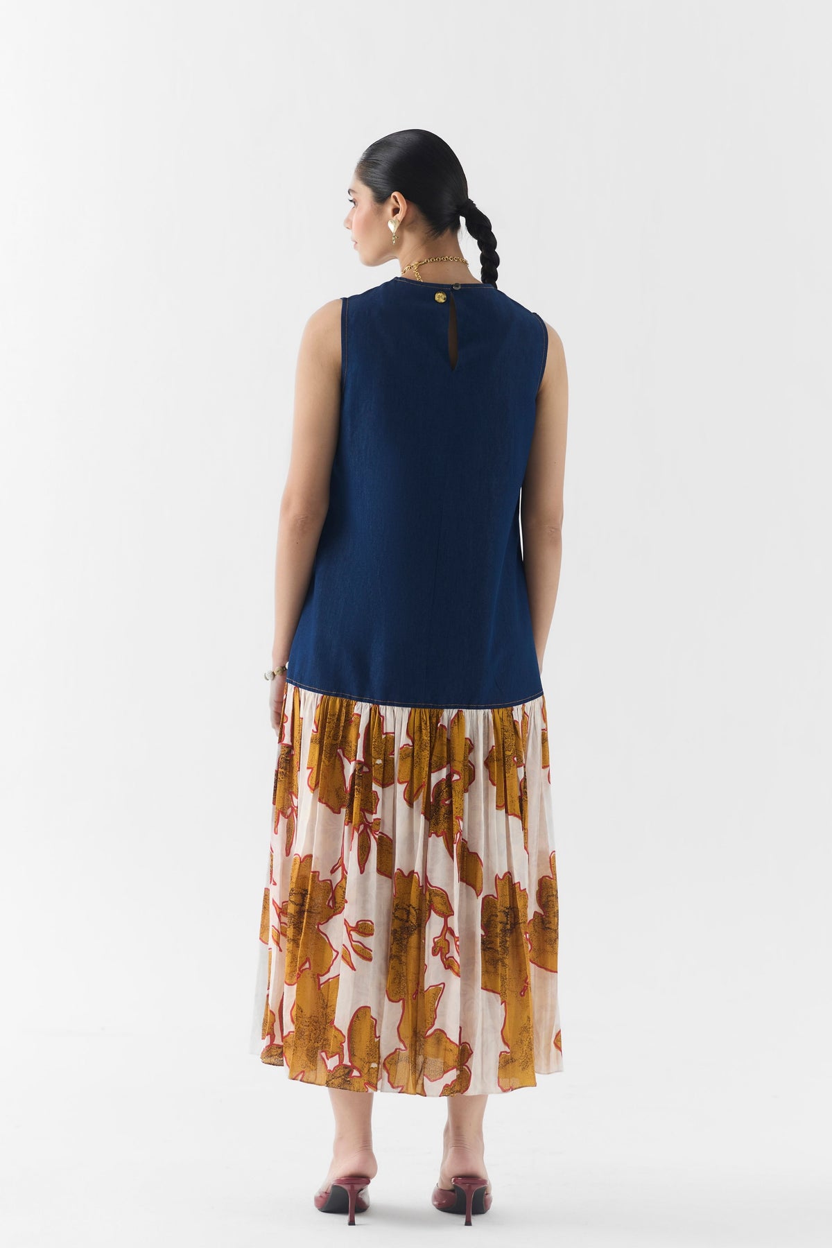 Elara Denim A-Line Dress