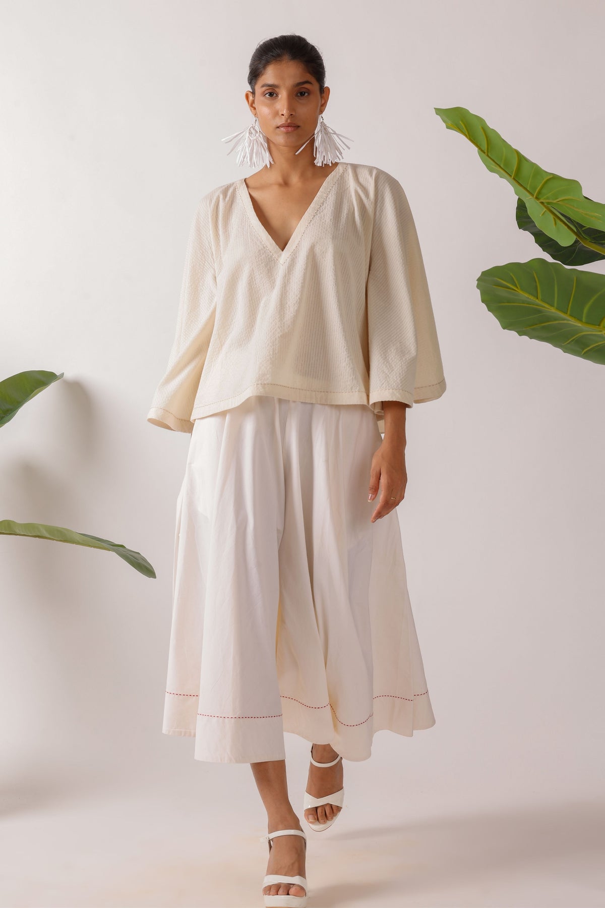 Cream Cotton Seersucker Co-ord Set