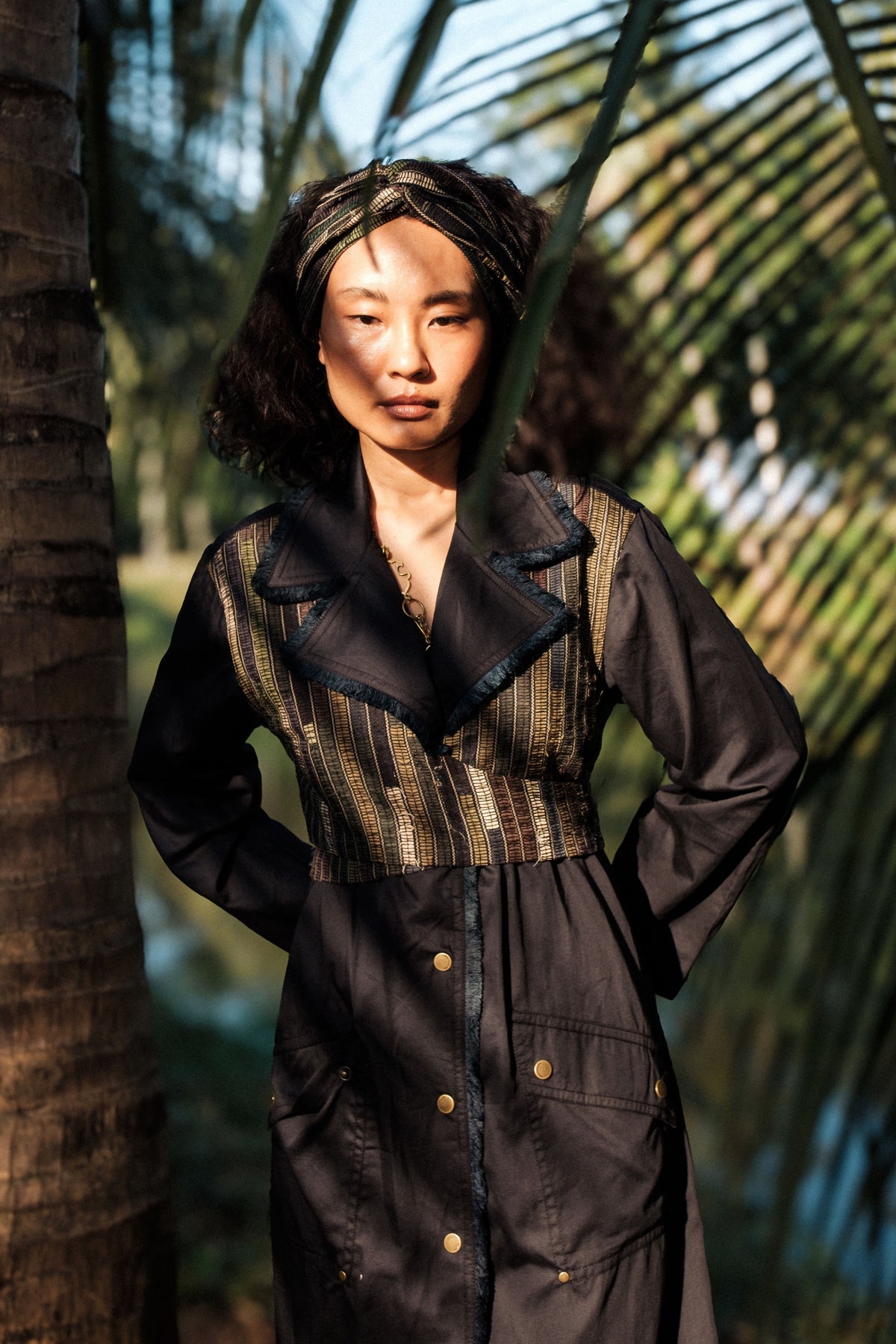 Upcycled Copenhagen Black Green Trench