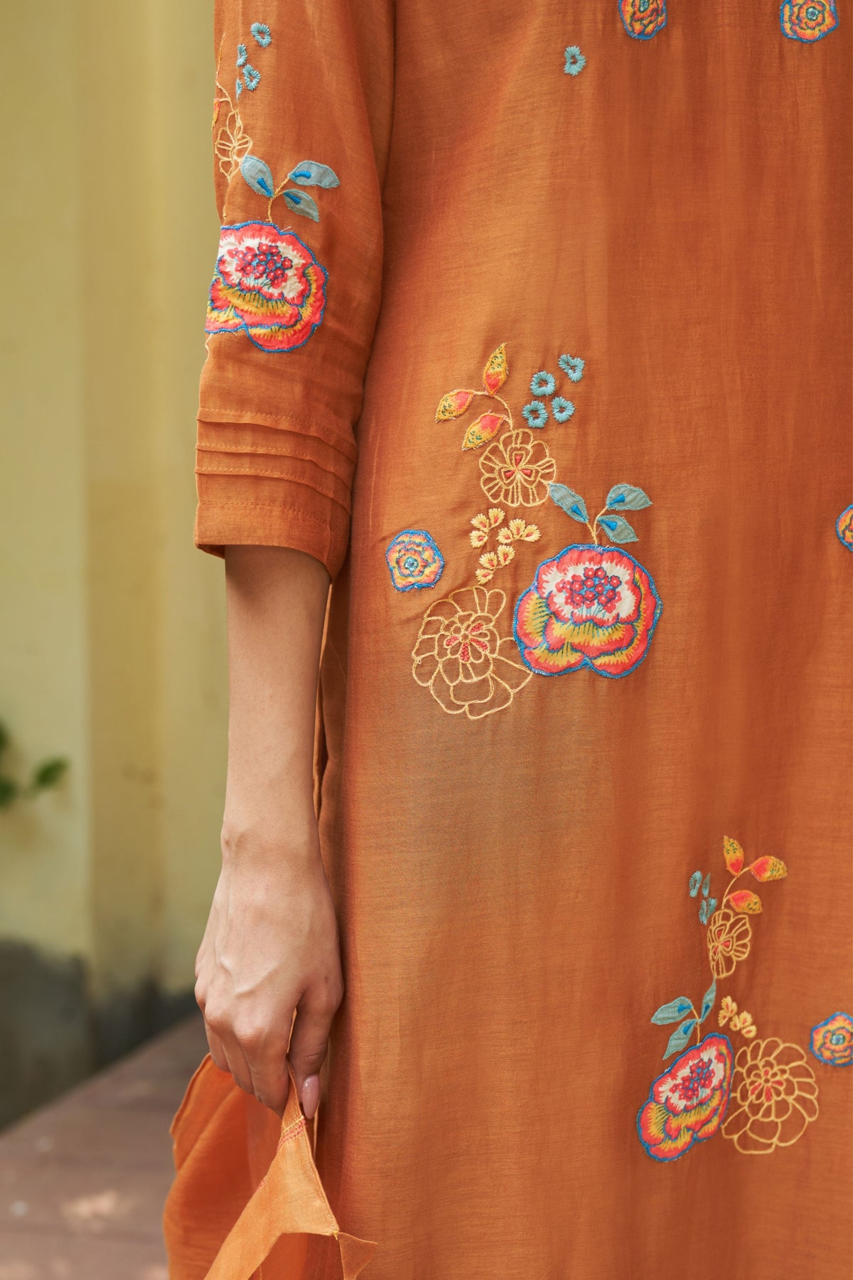Marigold Floral Embroidery Kurta Set