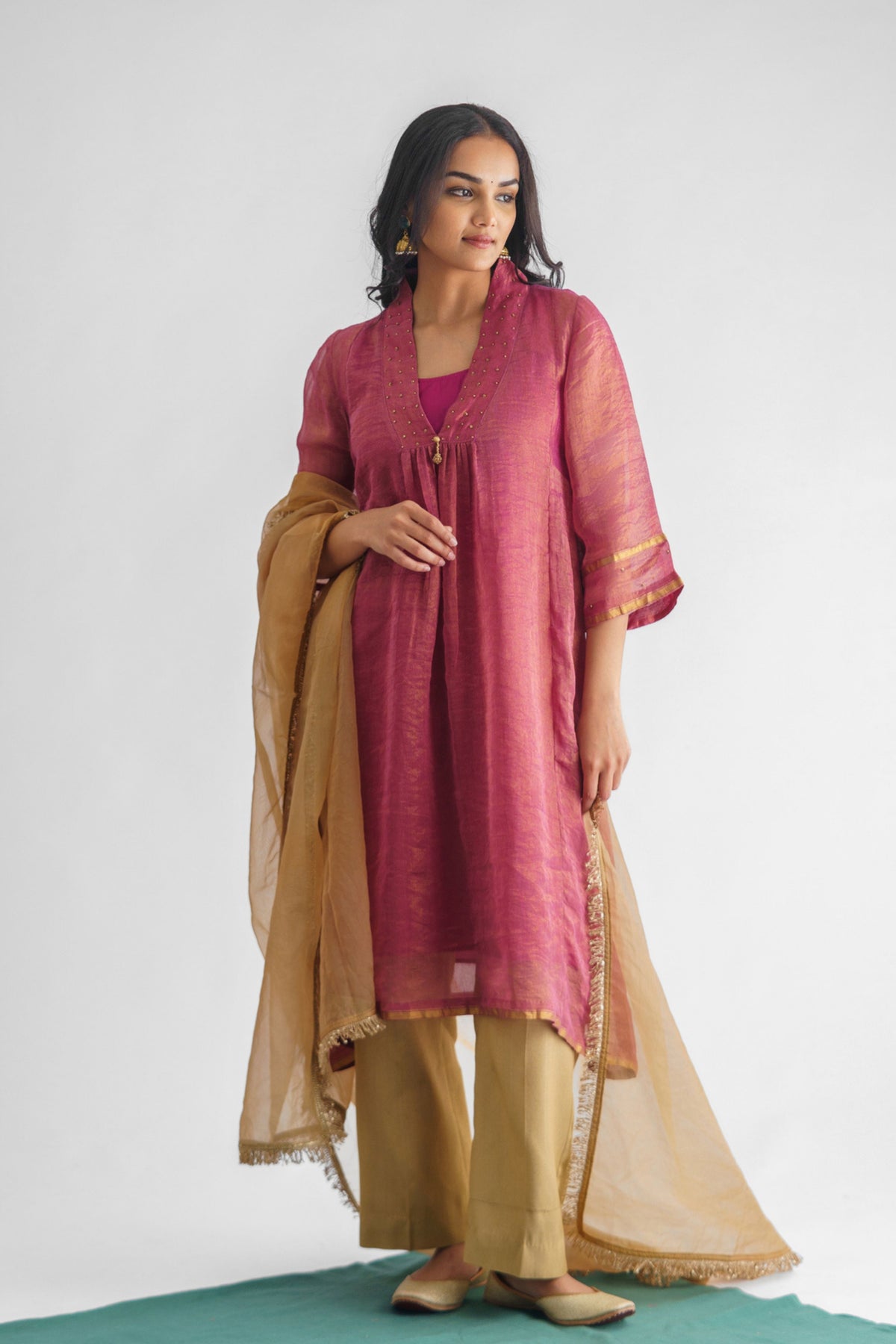 Plum Zari Stripe Kurta