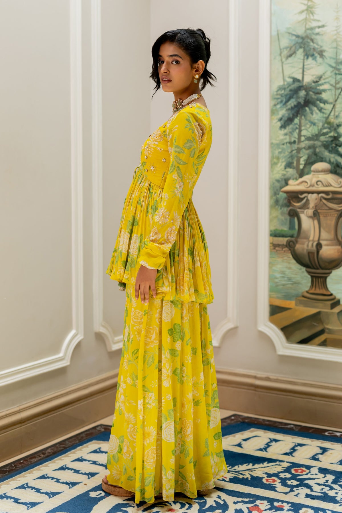 Risha Yellow Peplum Set