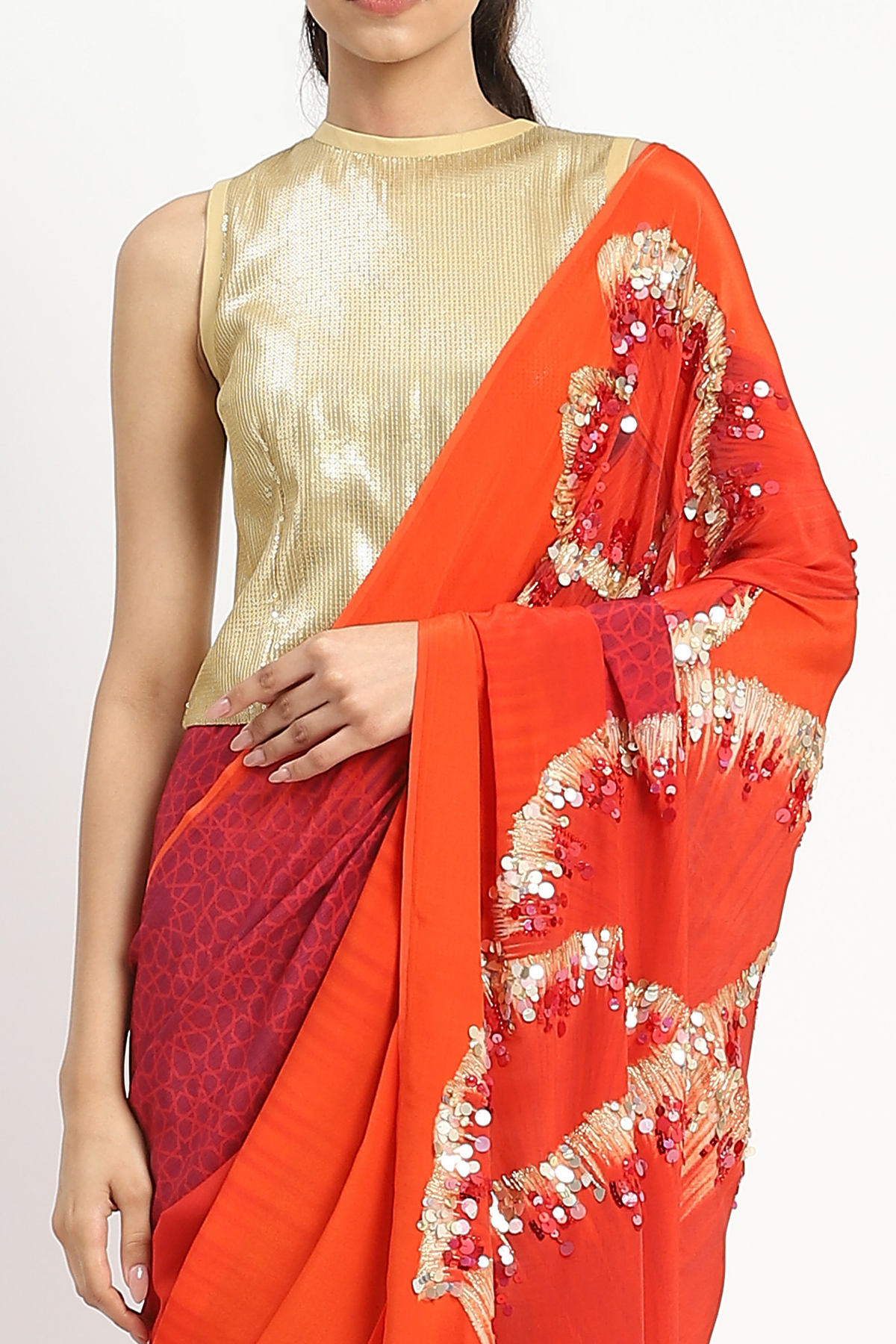 Octarine Embellished Saree