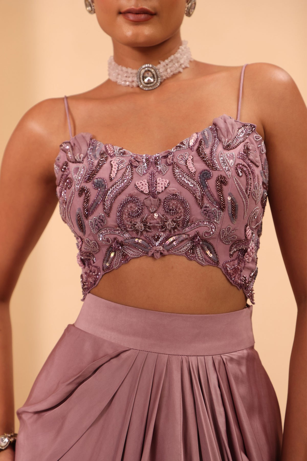 Purple Drape Skirt Set