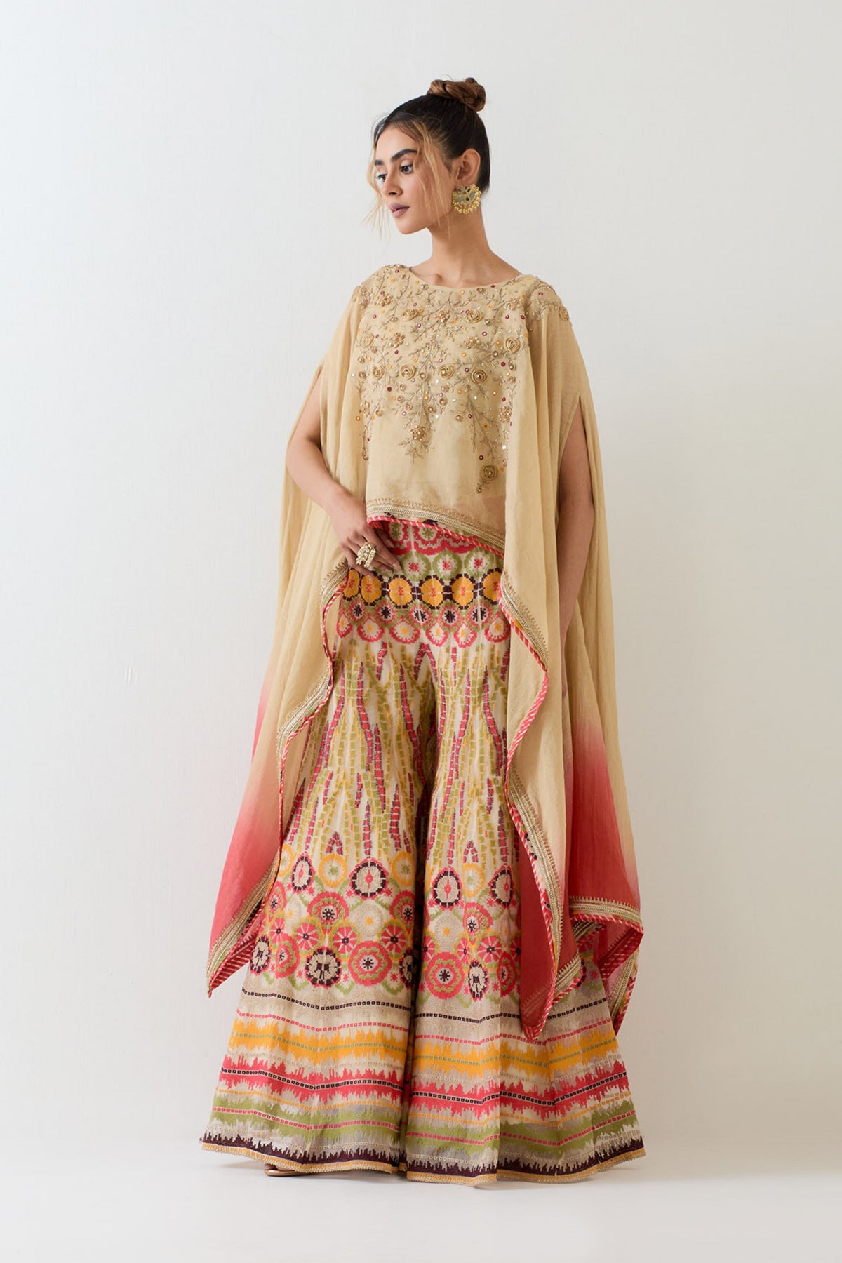 Tissue Chanderi Cape With Sharara