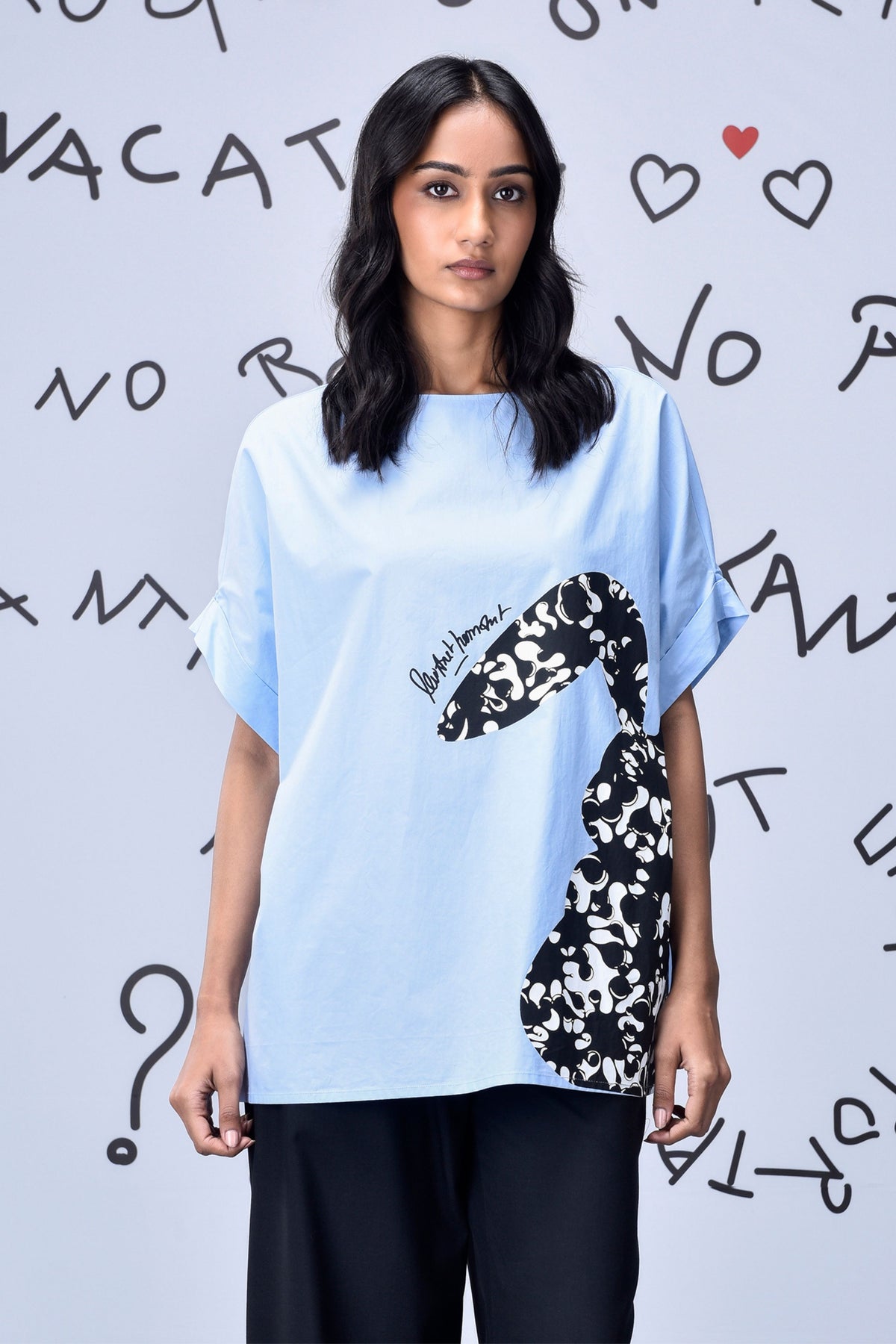 Rabbit Texture Top Light Blue