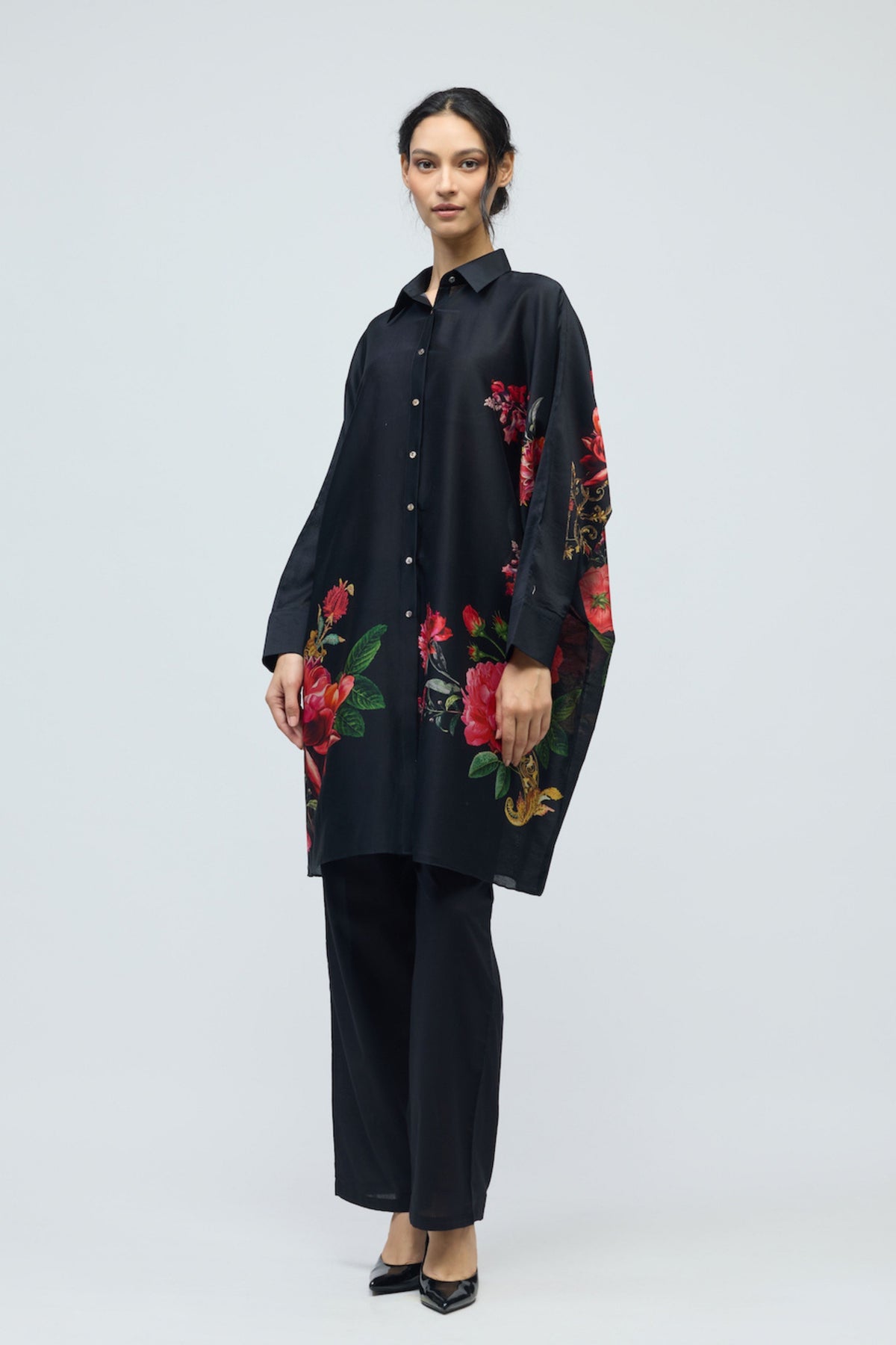 Floral Printed Chanderi Tunic