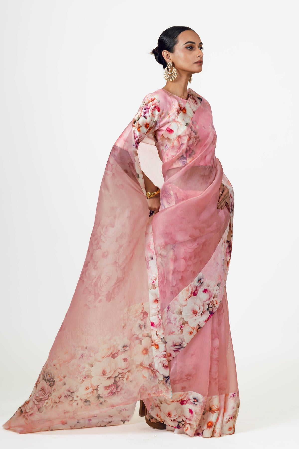 Lina Pink Organza Saree