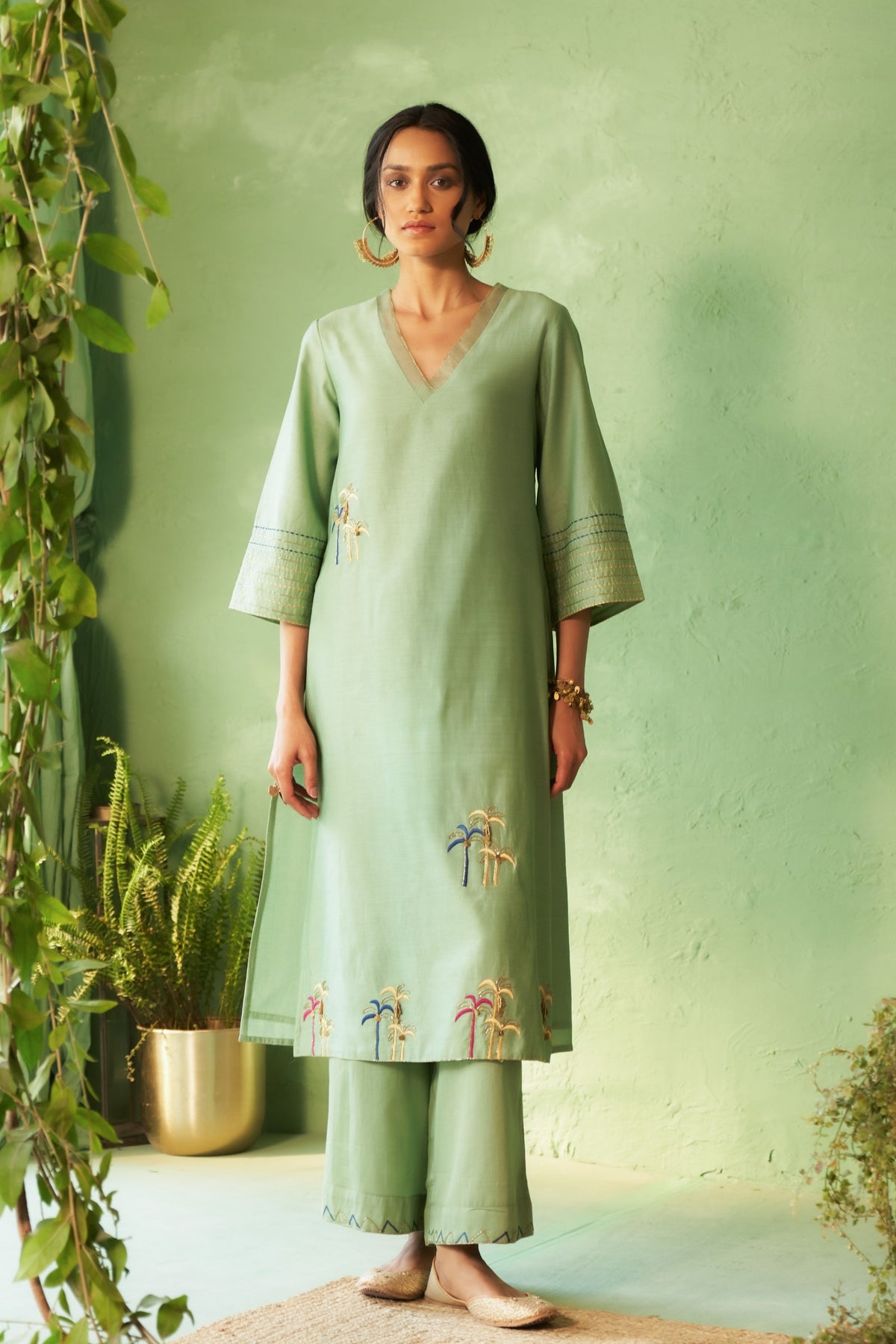 Palm Motif Kurta Set